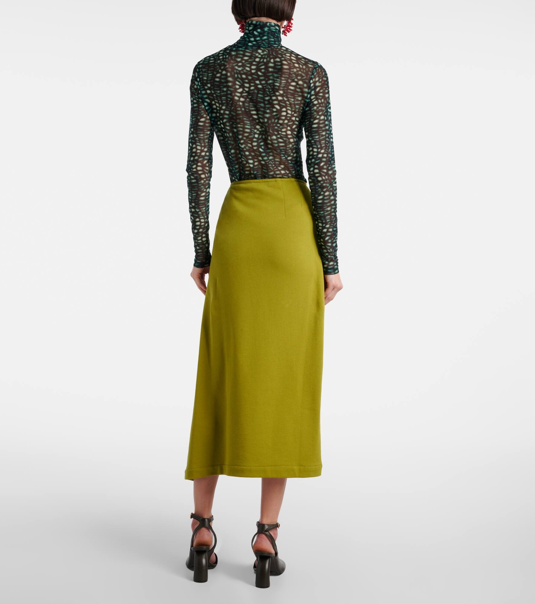 Gathered cotton midi skirt - 3