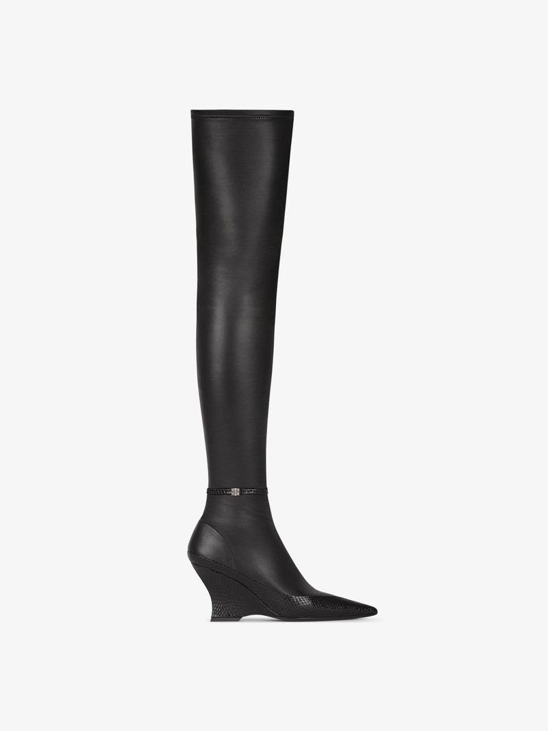 RAVEN OVER-THE-KNEE BOOTS IN LEATHER AND AYERS - 1