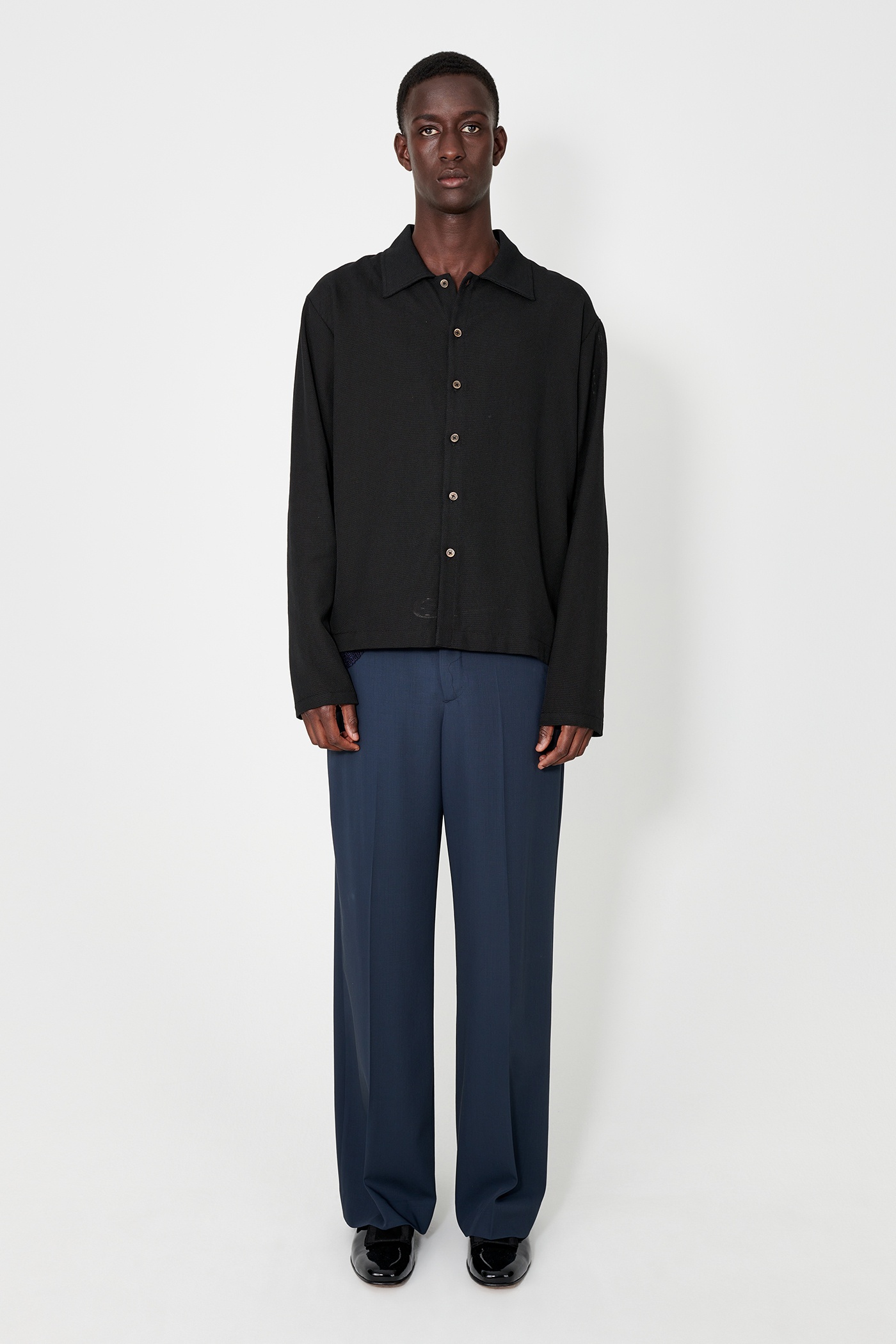 Isola Shirt Black Sparse Panama Cotton - 6