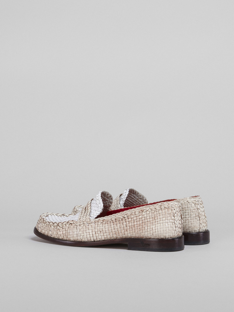 Marni WHITE WOVEN LEATHER MOCCASIN outlook