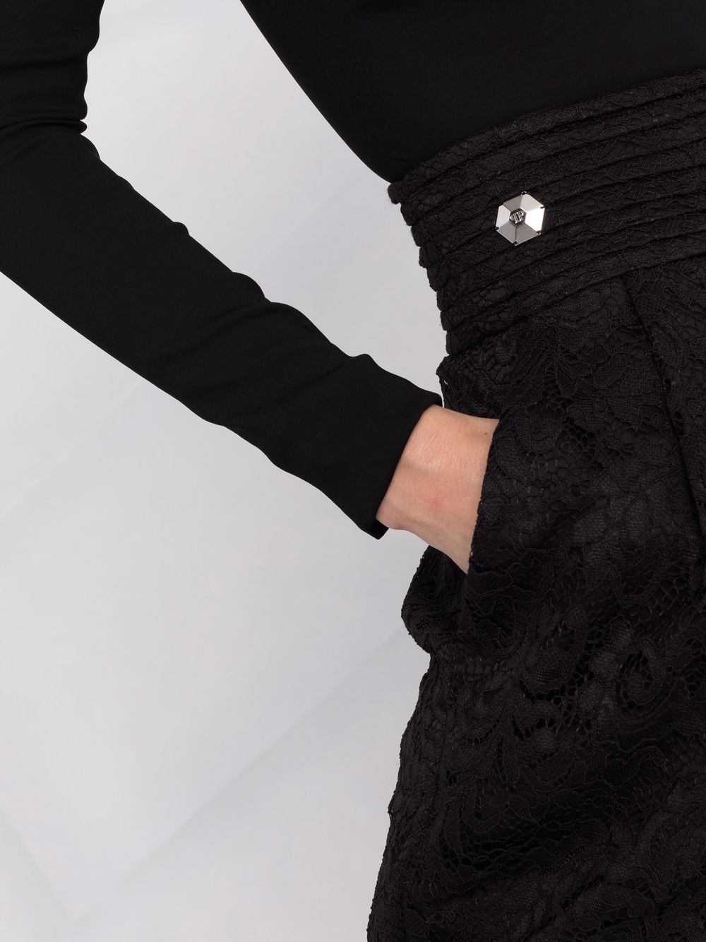 high-waisted lace-patterned trousers - 3