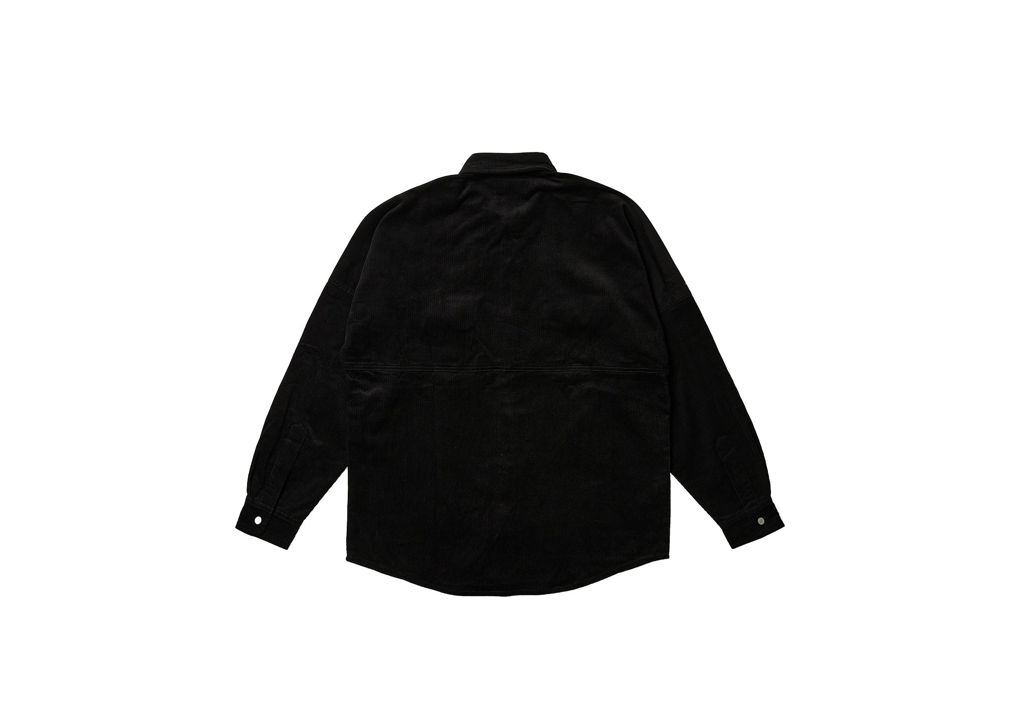 DROP SHOULDER CORD SHIRT BLACK - 2
