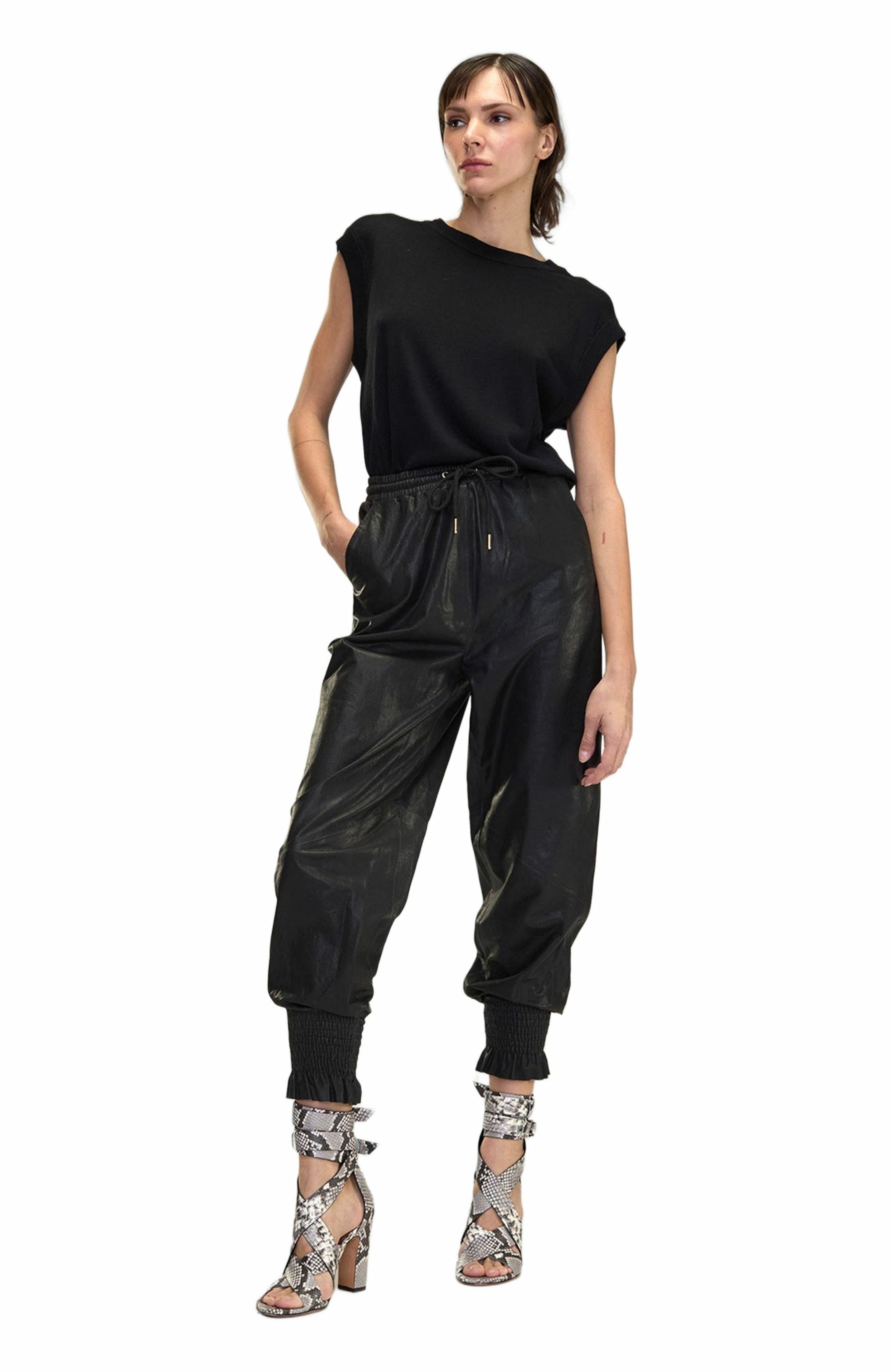 Cynthia Rowley The London Leather Jogger in Black at Nordstrom - 3