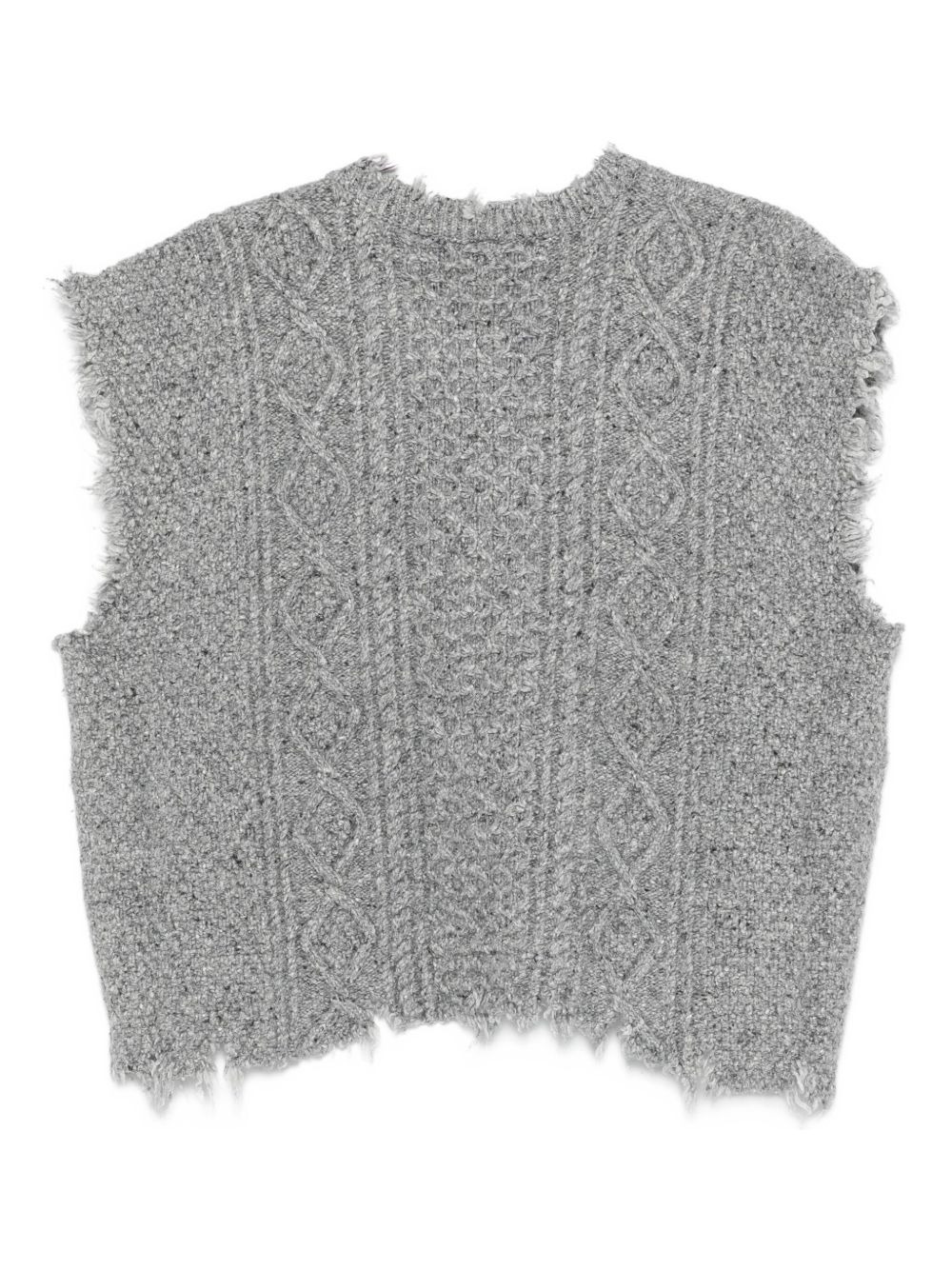 frayed cable-knit top - 2