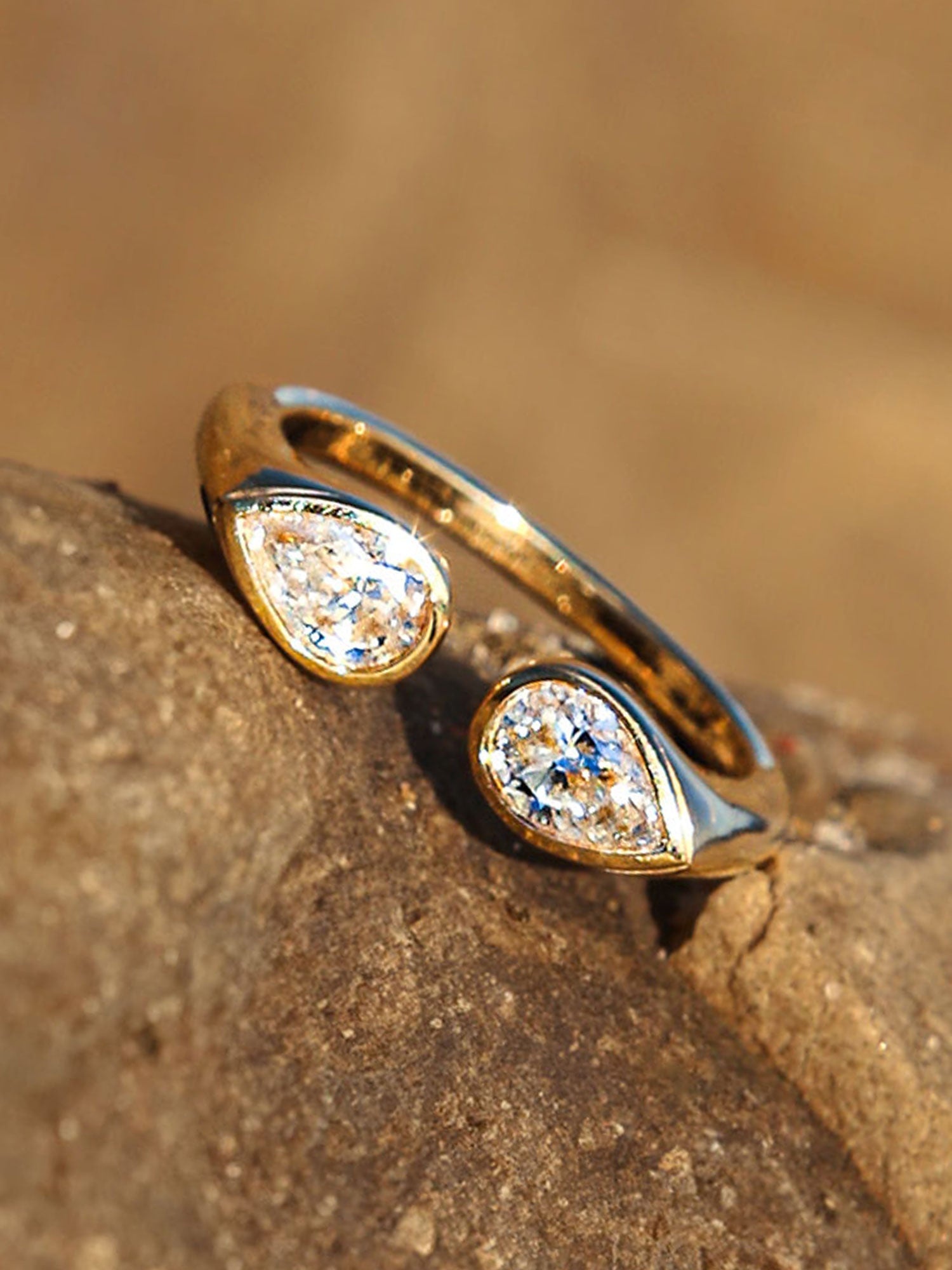 Romance Pear Diamond Droplet Ring - 2