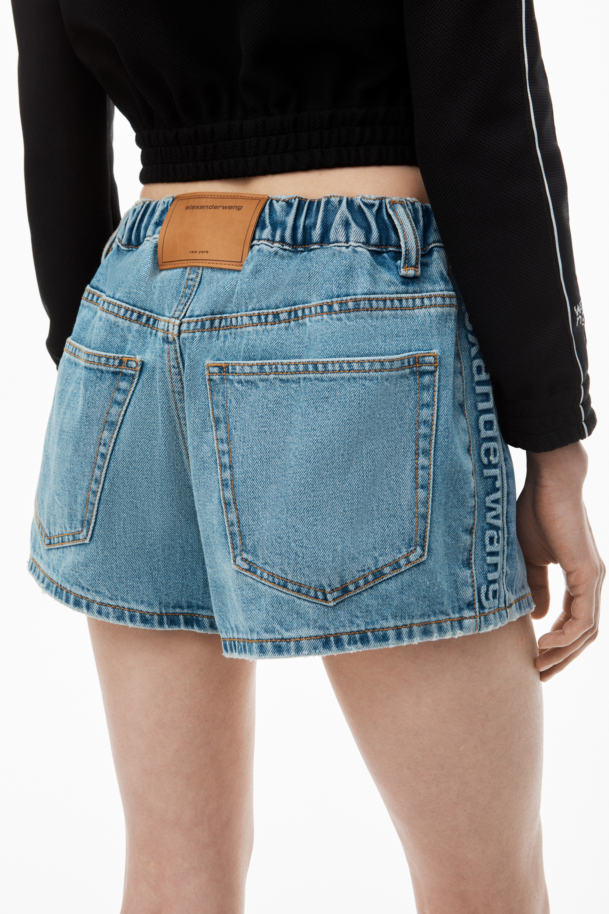 Marathon Logo-Embossed Denim Balloon Jogger Shorts - 5