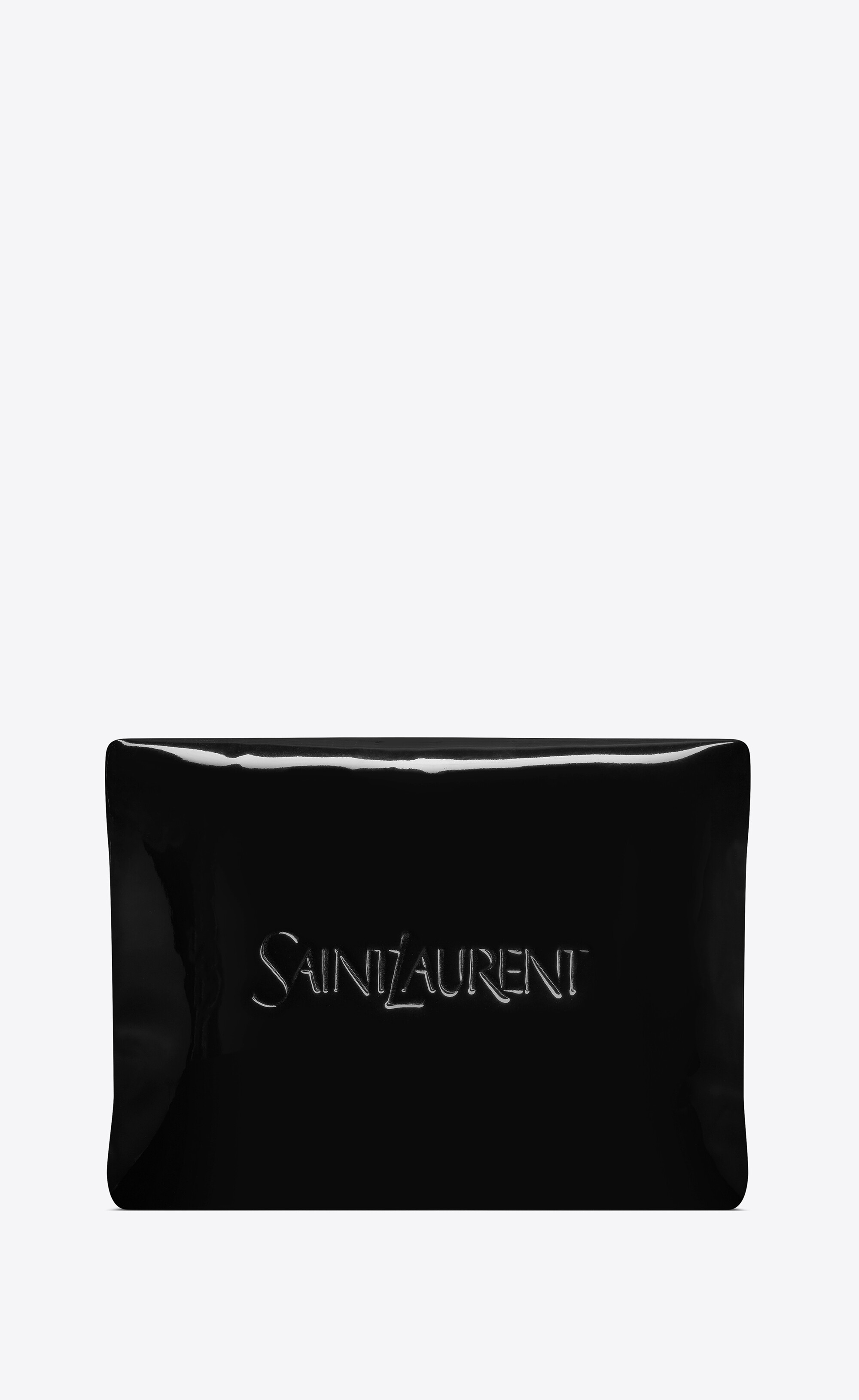 saint laurent large puffy pouch in patent canvas - 1