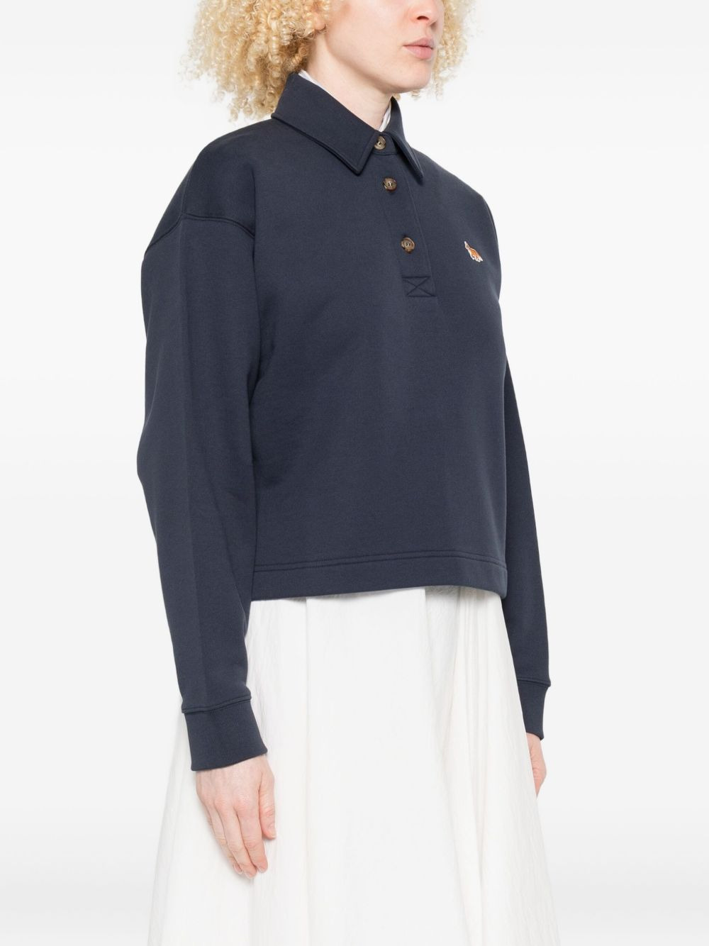 fox-embroidered polo top - 3
