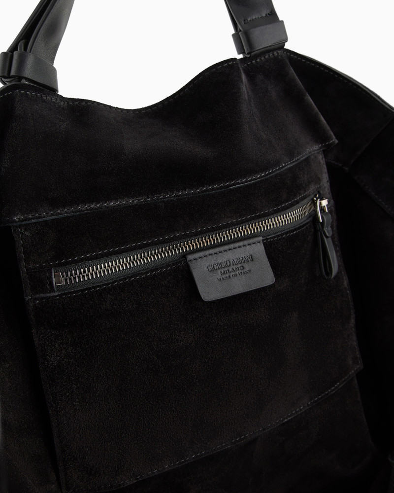 Suede and leather shopper bag 4