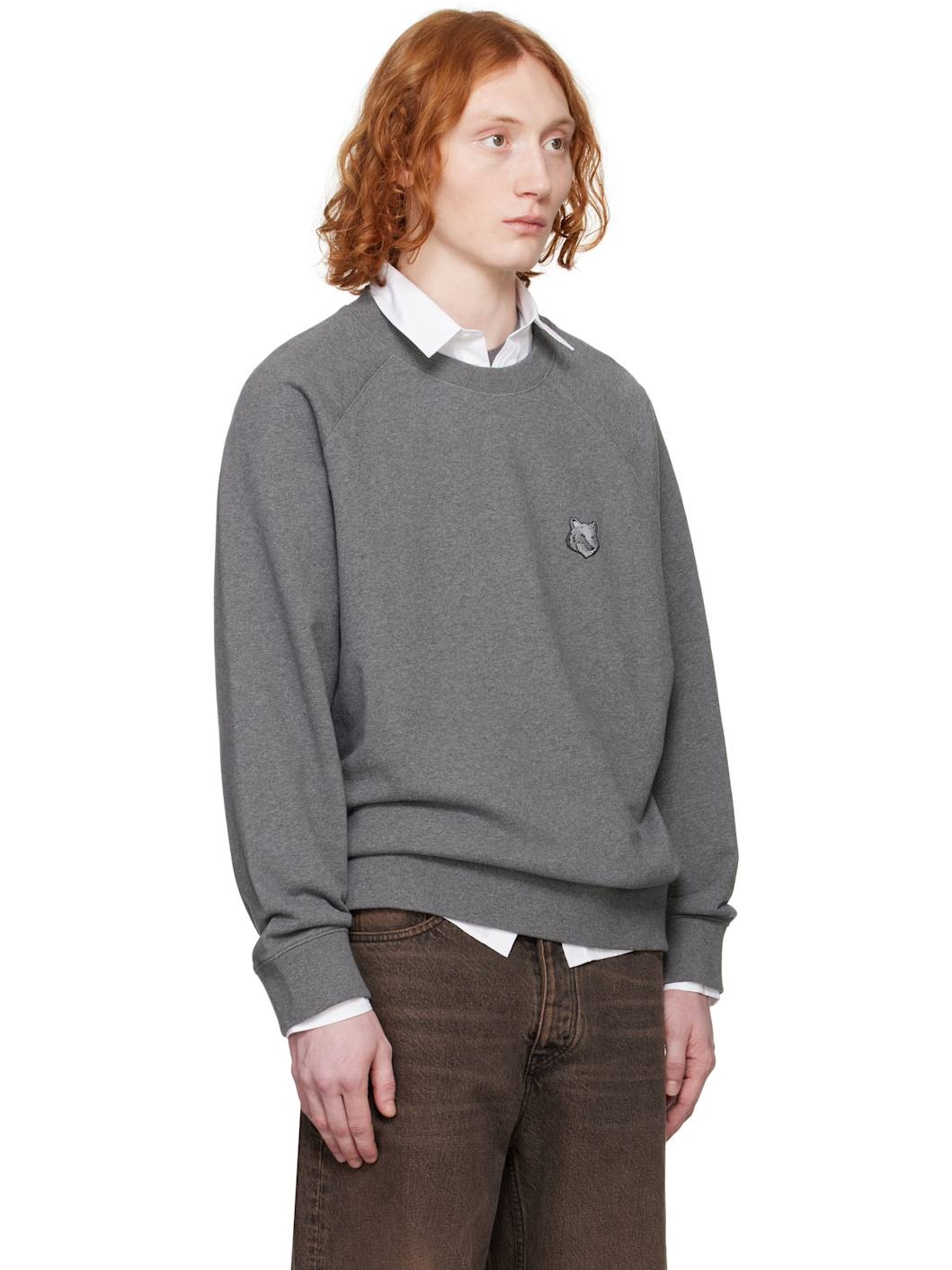 Gray Bold Fox Head Patch Oversize Sweatshirt - 2
