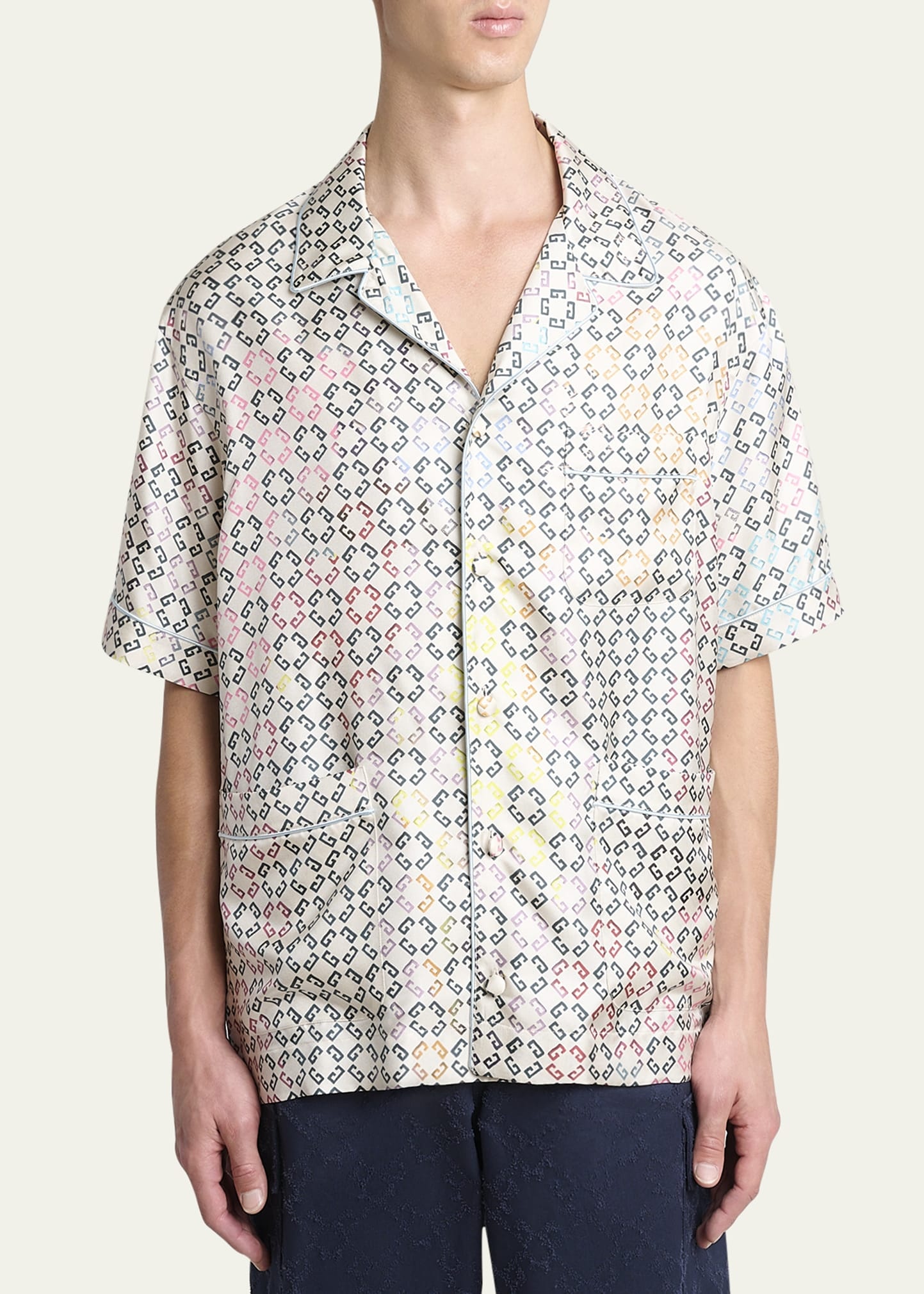 Men's Multicolor Monogram Pajama Shirt - 4