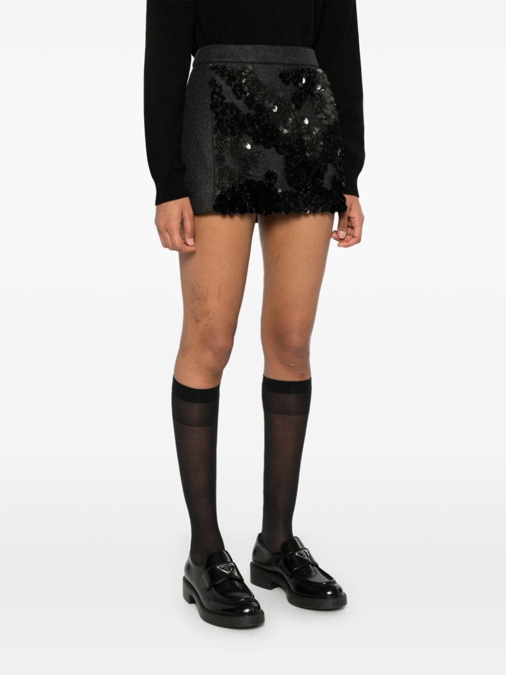 sequined mélange-effect mini skirt - 3