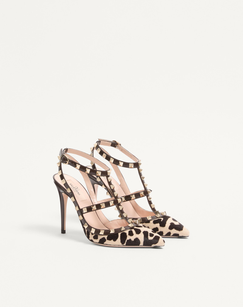 ROCKSTUD PUMPS WITH STRAPS IN PONY-EFFECT CALFSKIN 100MM 3