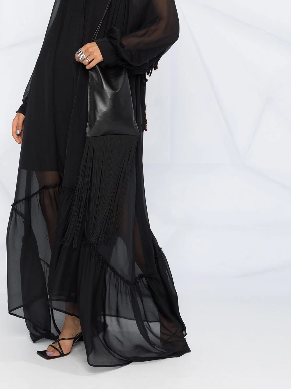 balloon-sleeved chiffon maxi dress - 3