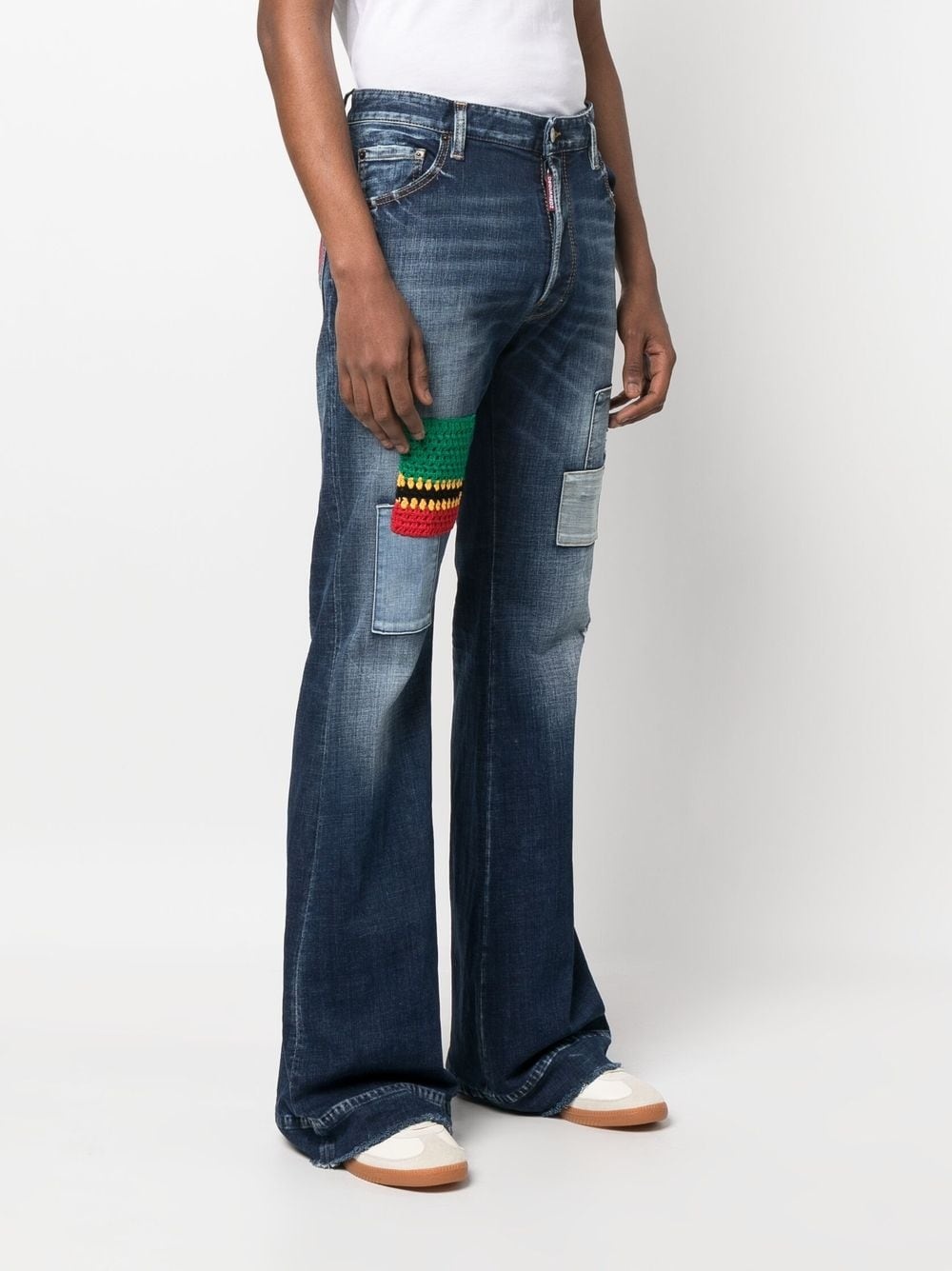patchwork wide-leg jeans - 3