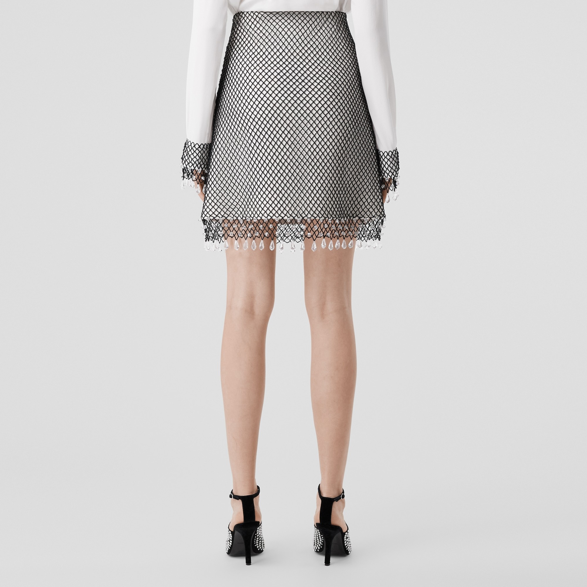 Crystal-embellished fishnet mini skirt - 3