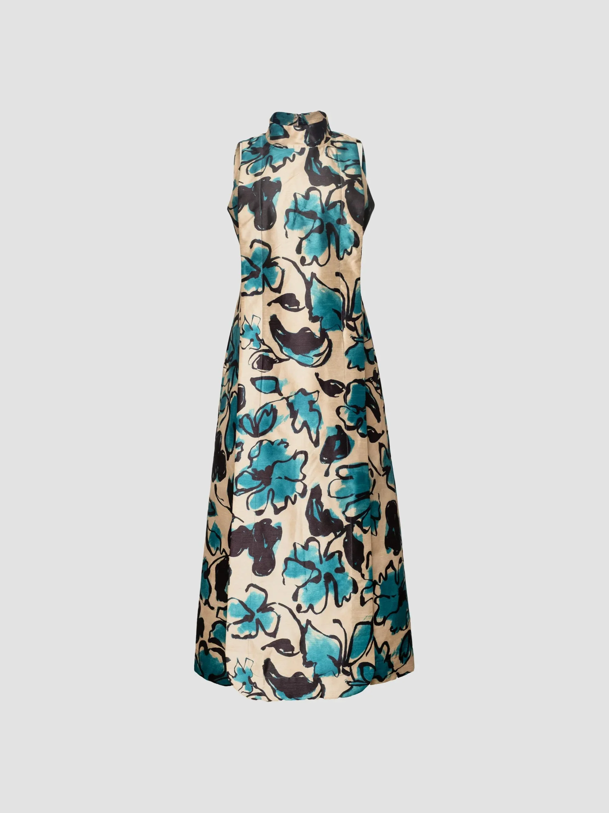 Women's Carlyle Abstract Meadow Maxi Dress - Teal Camel - 1