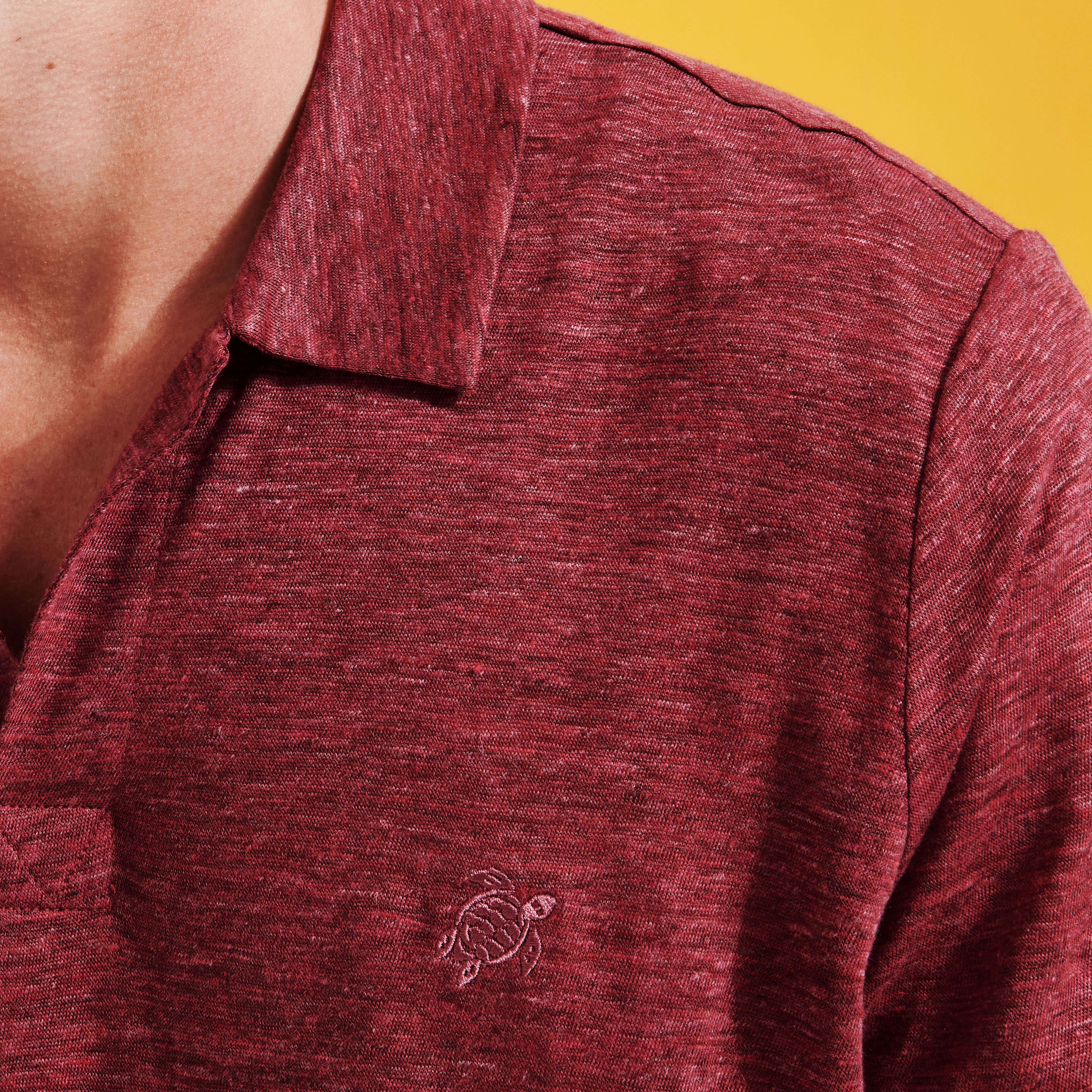 Men Linen Jersey Polo Shirt Solid - 6