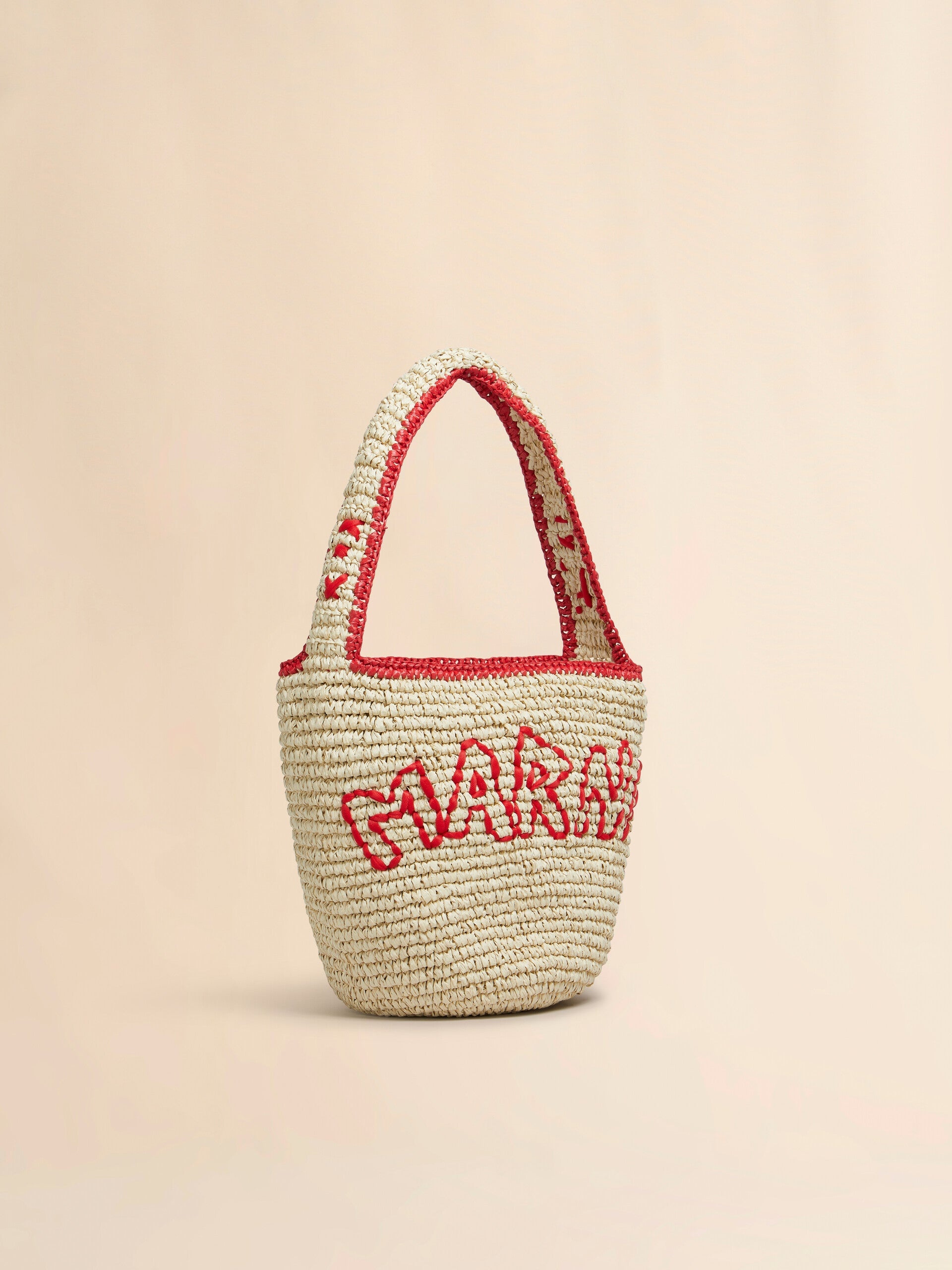 Natural Raffia and Red Nassa Small Hobo Bag - 3