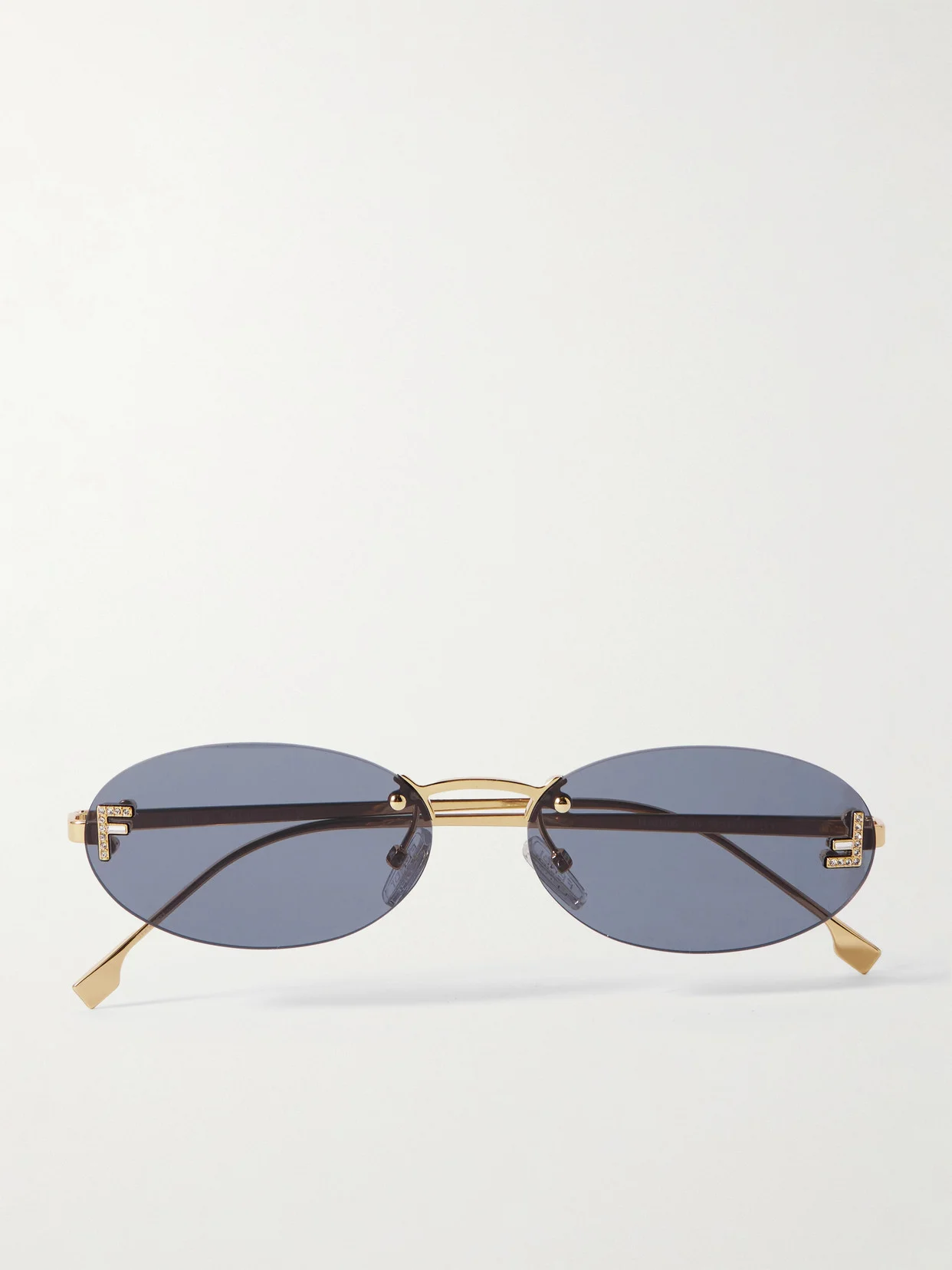 Rimless Oval-frame Crystal-embellished Gold-tone Sunglasses - 1