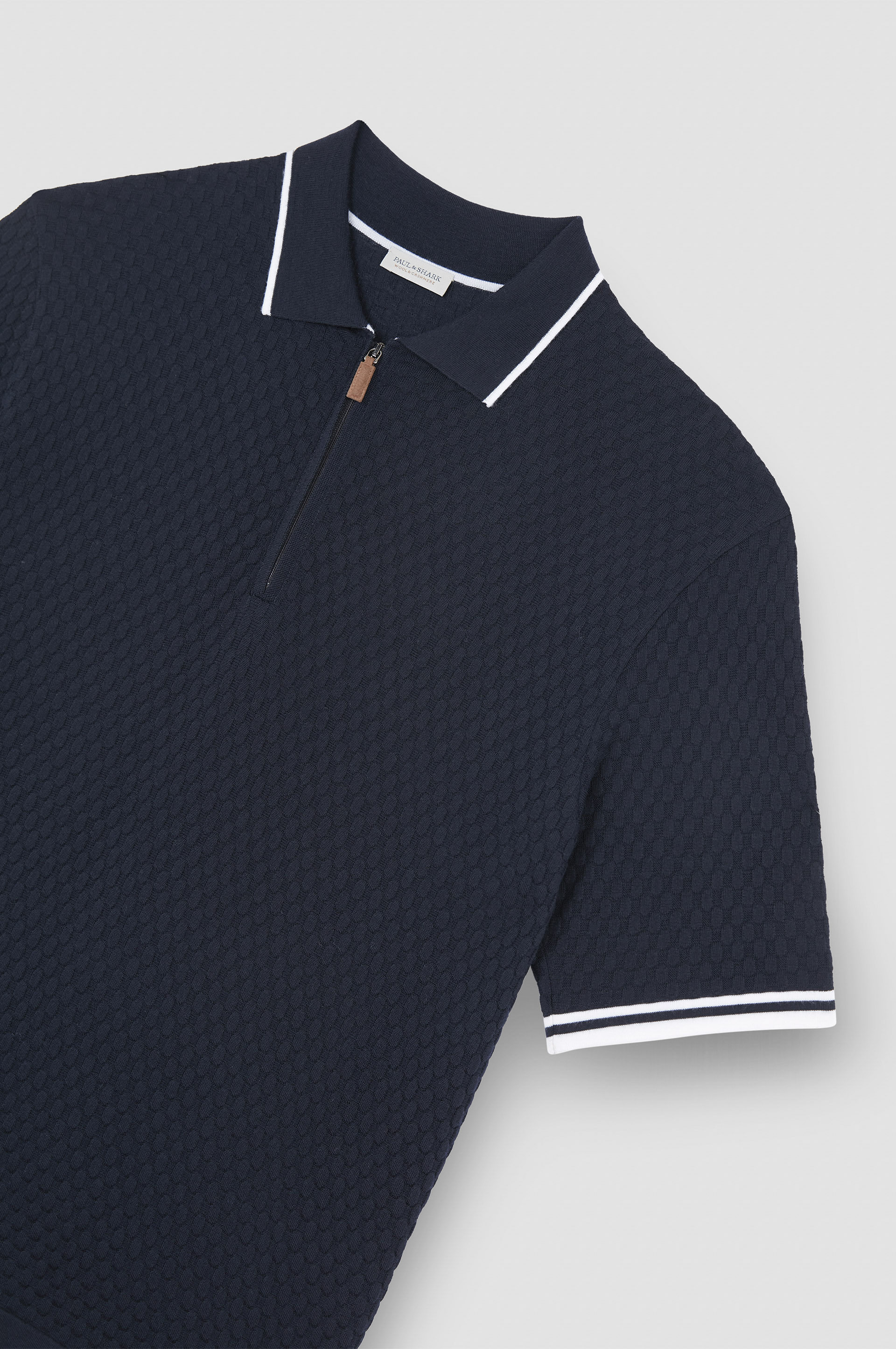 ZIPPED POLO IN WOOL CASHMERE - 5