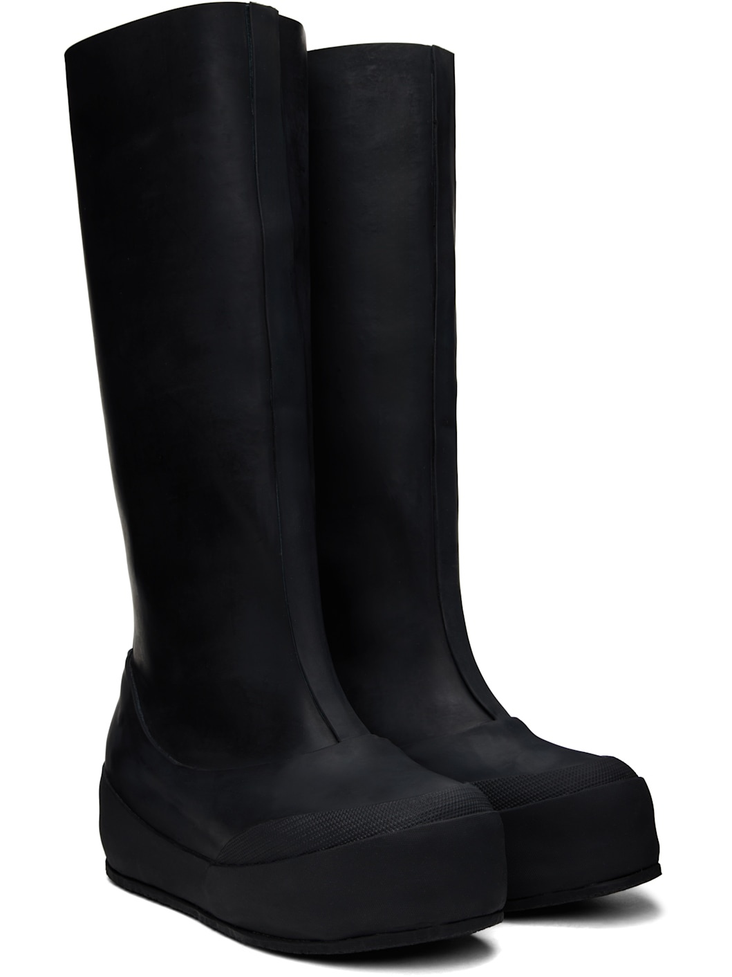Black Rubber Tall Boots - 4