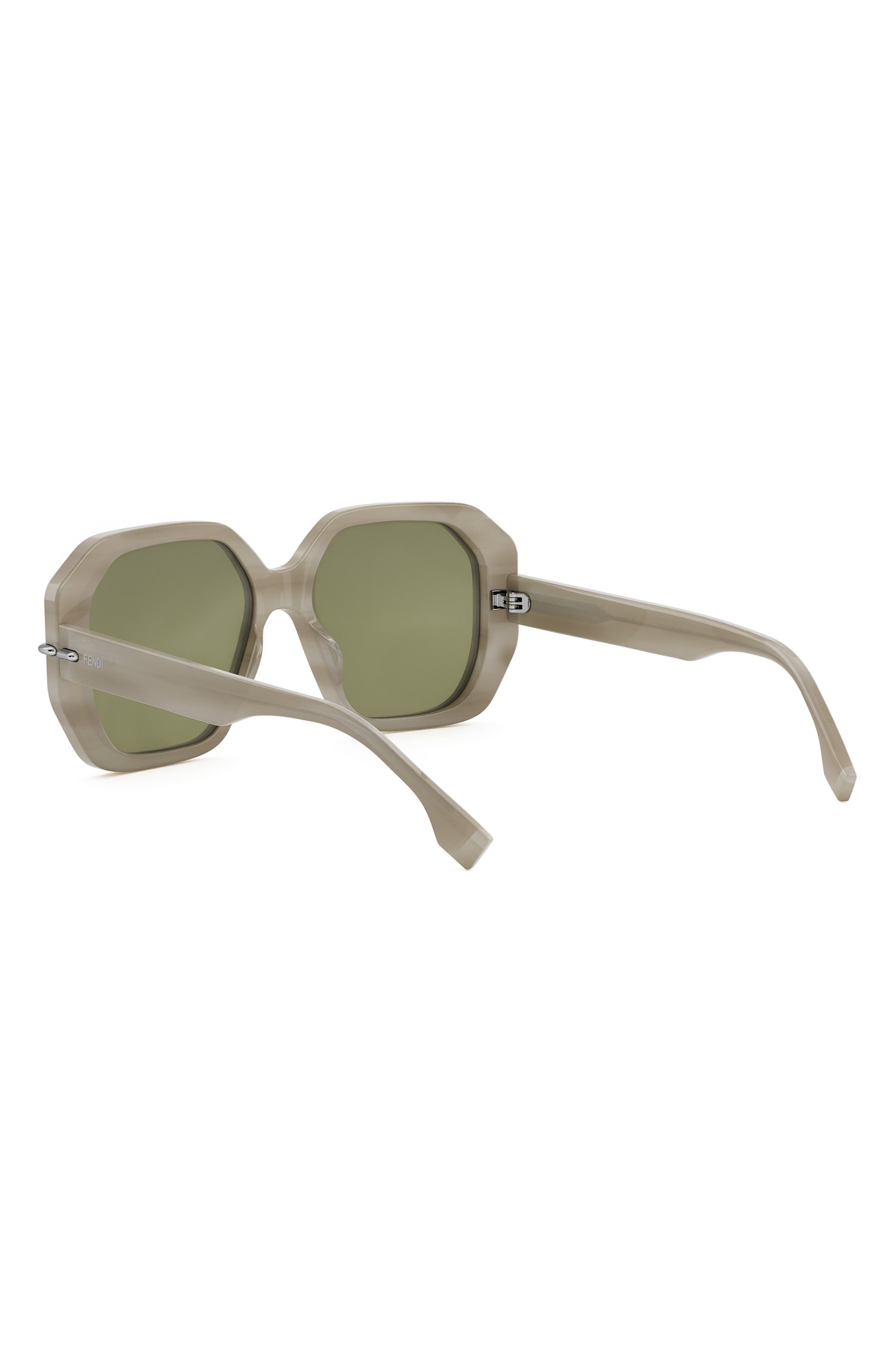 Fendi Selleria Square Sunglasses in Beige Horn /Green Mirror at Nordstrom - 4