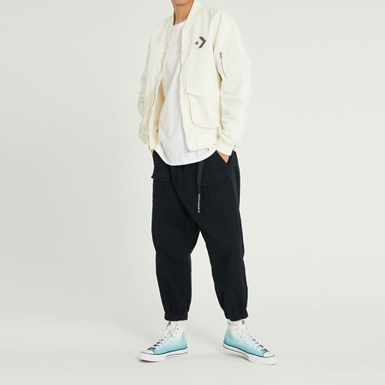 Men's Converse Solid Color Woven Bundle Feet Lacing Black Casual Pants/Trousers 10024161-A02 - 3