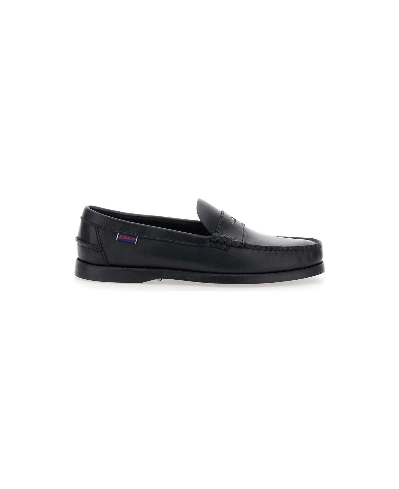 Loafers 'dolphin Waxed Rubber Sole' Black With Rounded Toe In Leather For Men - 1