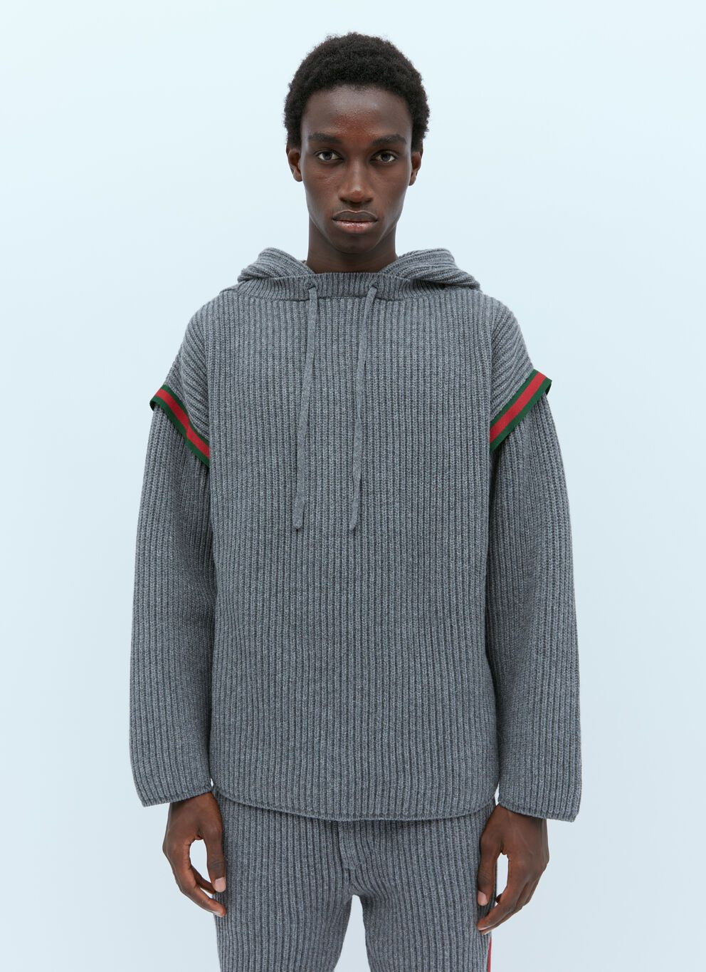 Gucci Men Wool Cashmere Hooded Sweater - 5