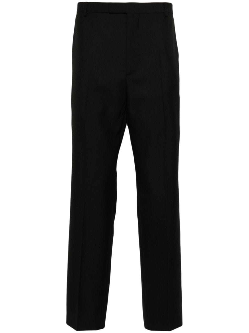 logo-embroidered twill tailored trousers - 1