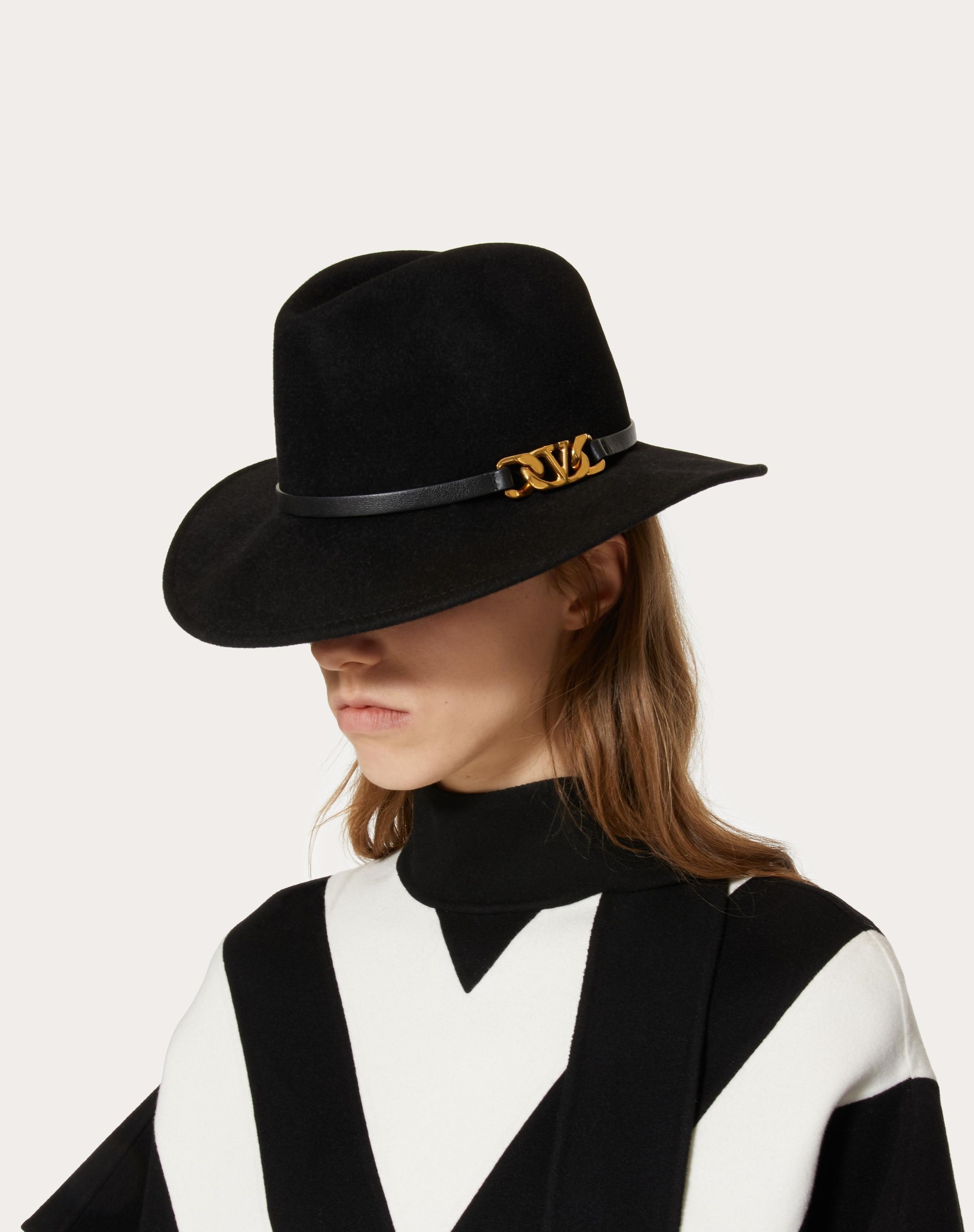 VALENTINO GARAVANI VLOGO CHAIN FEDORA HAT - 4