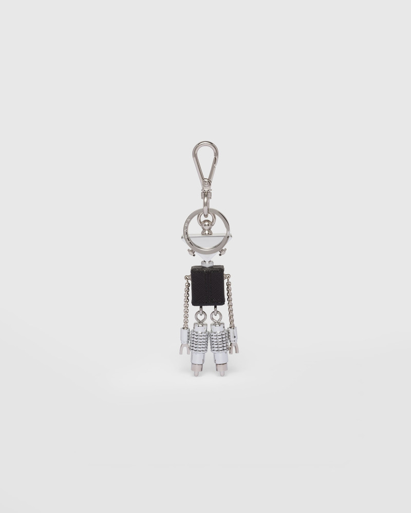 Saffiano leather robot keychain trick 3