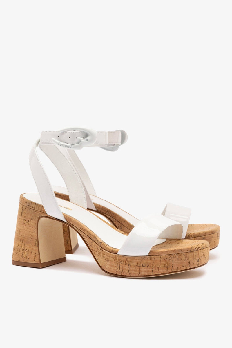 Dolly Verona Low Sandal In White Patent Leather and Natural Cork 3