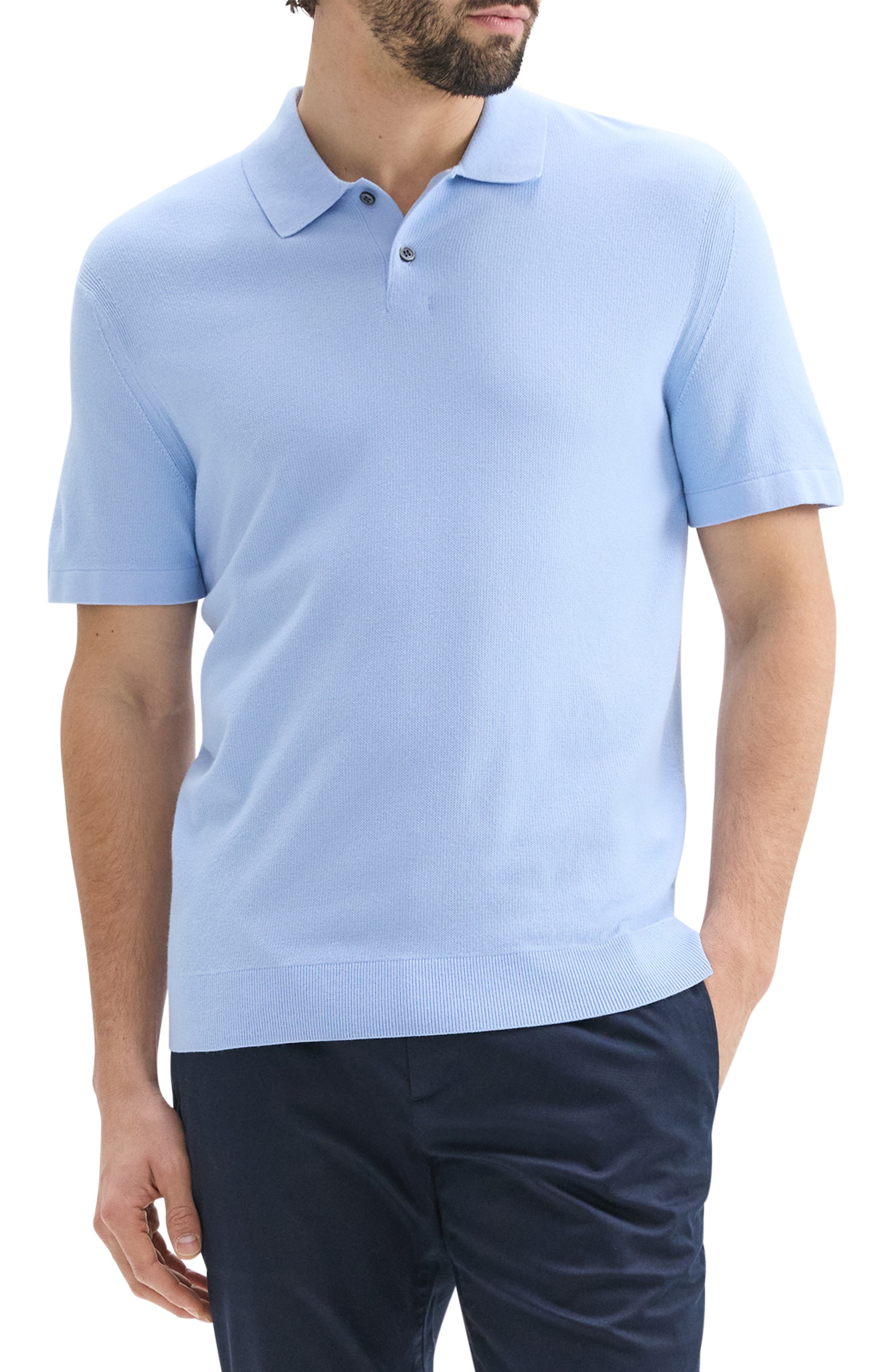 Theory Goris Grid Light Performance Polo in Clear Sky at Nordstrom - 1