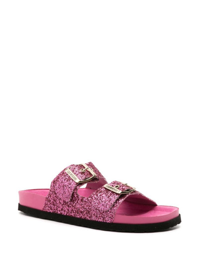 Moschino side-buckle glitter slides outlook