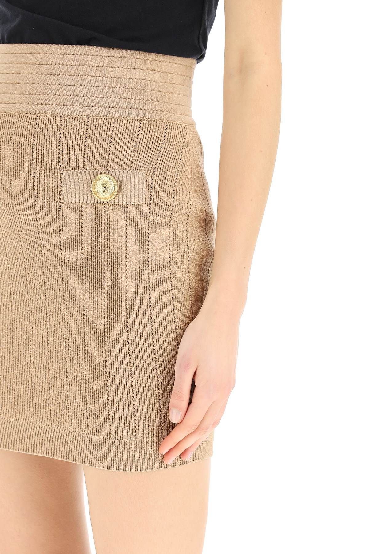 KNIT MINI SKIRT WITH GOLDEN BUTTONS - 5