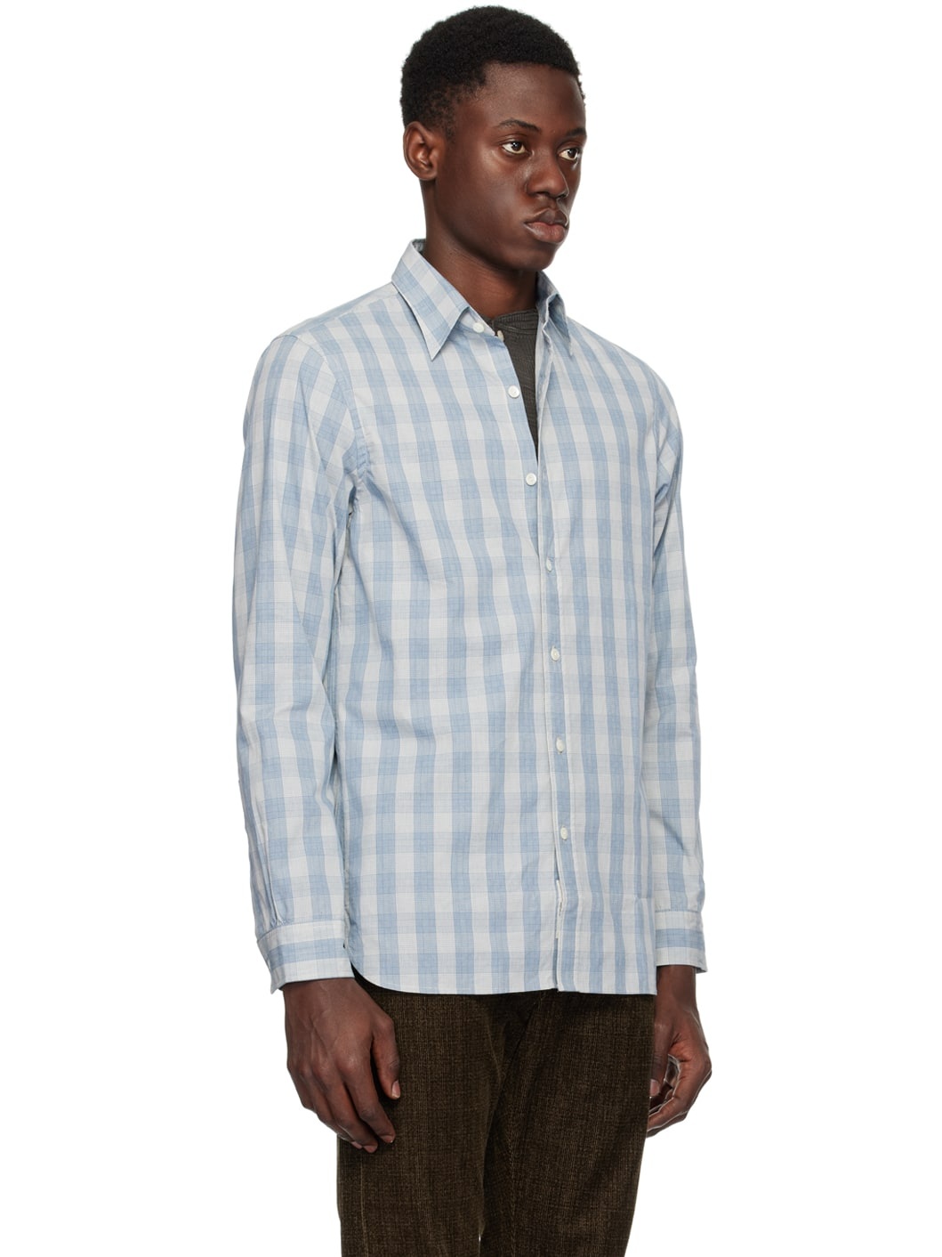 Blue & Off-White Check Shirt - 4