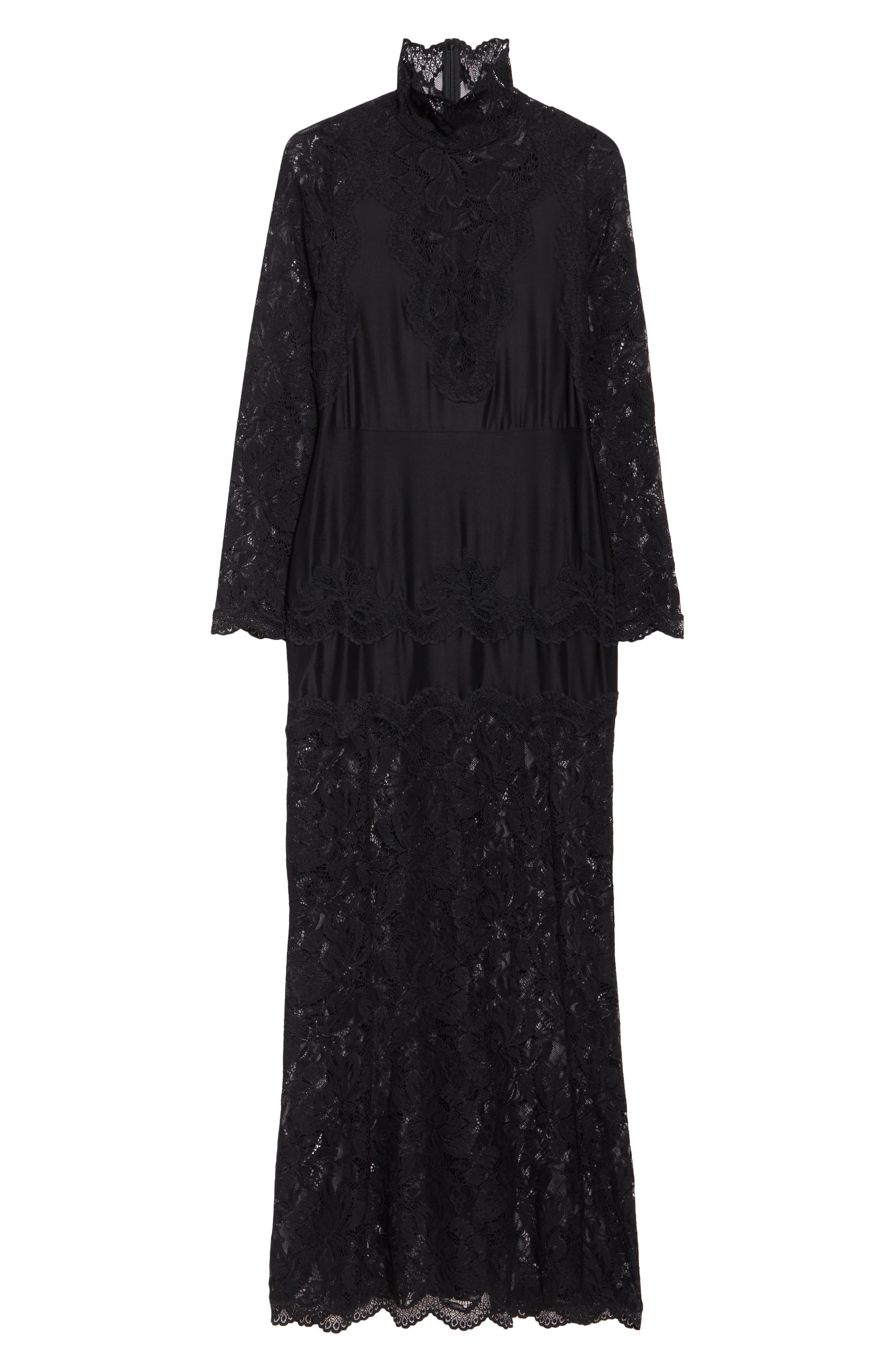 Rabanne Long Sleeve Lace & Jersey Dress in Black at Nordstrom - 5