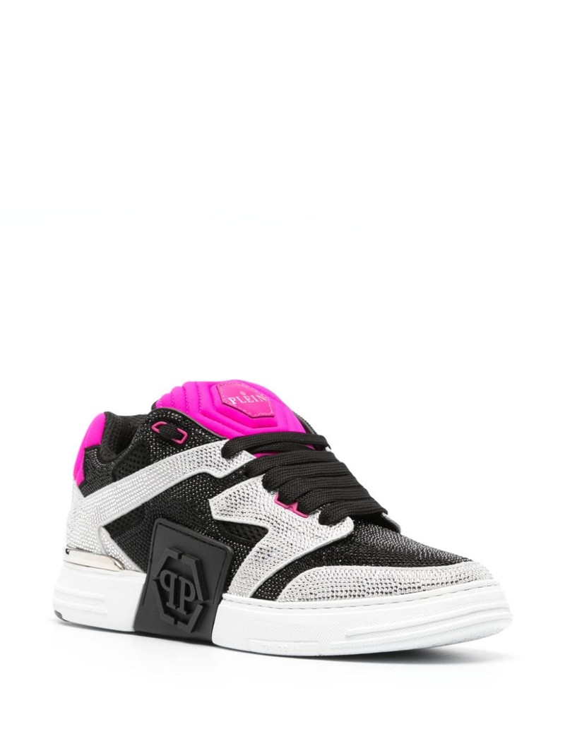PHILIPP PLEIN crystal-embellished lace-up sneakers outlook