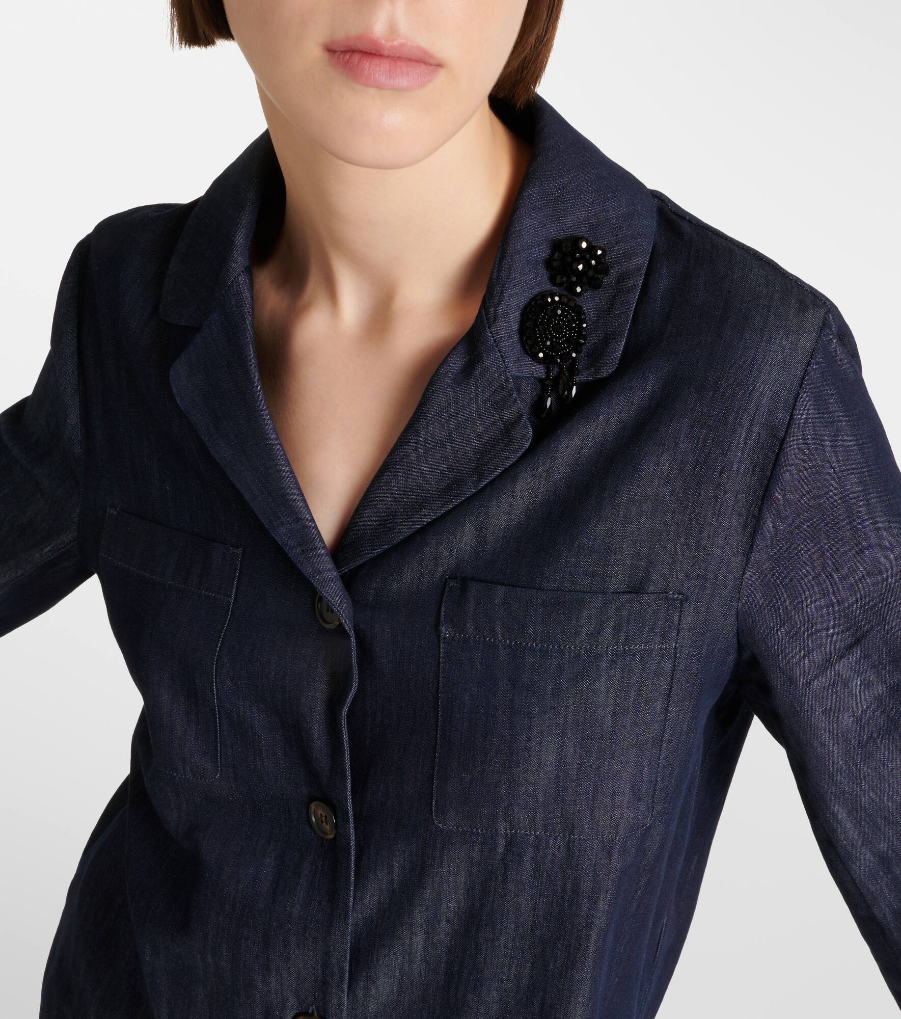 Embellished cotton denim top - 4