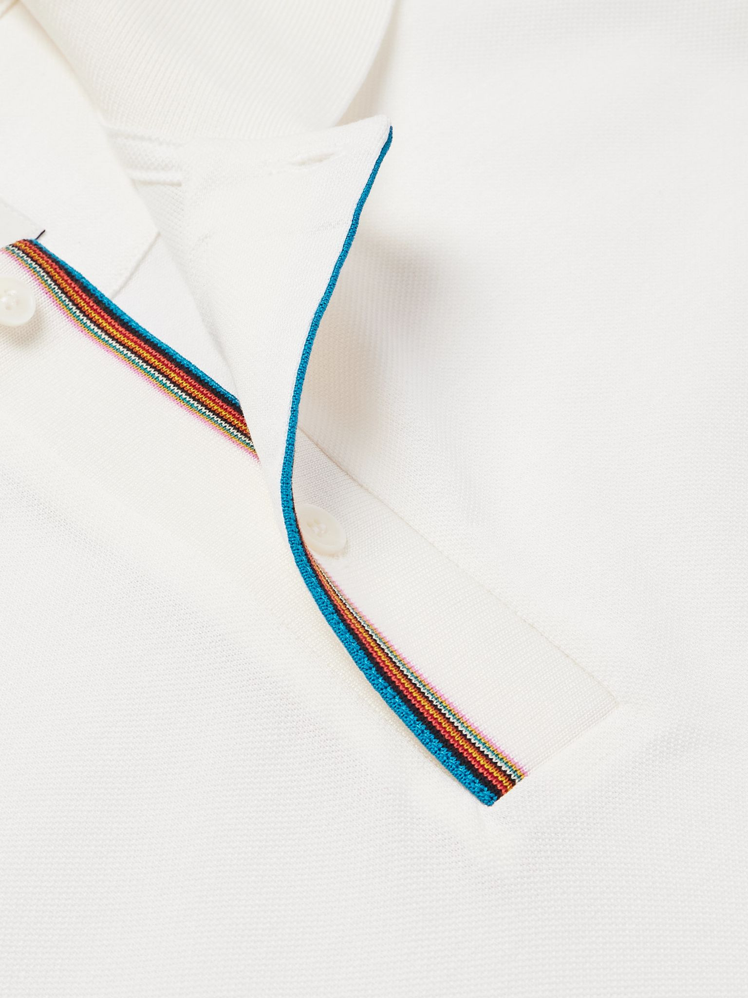 Cotton-Piqué Polo Shirt White - 5