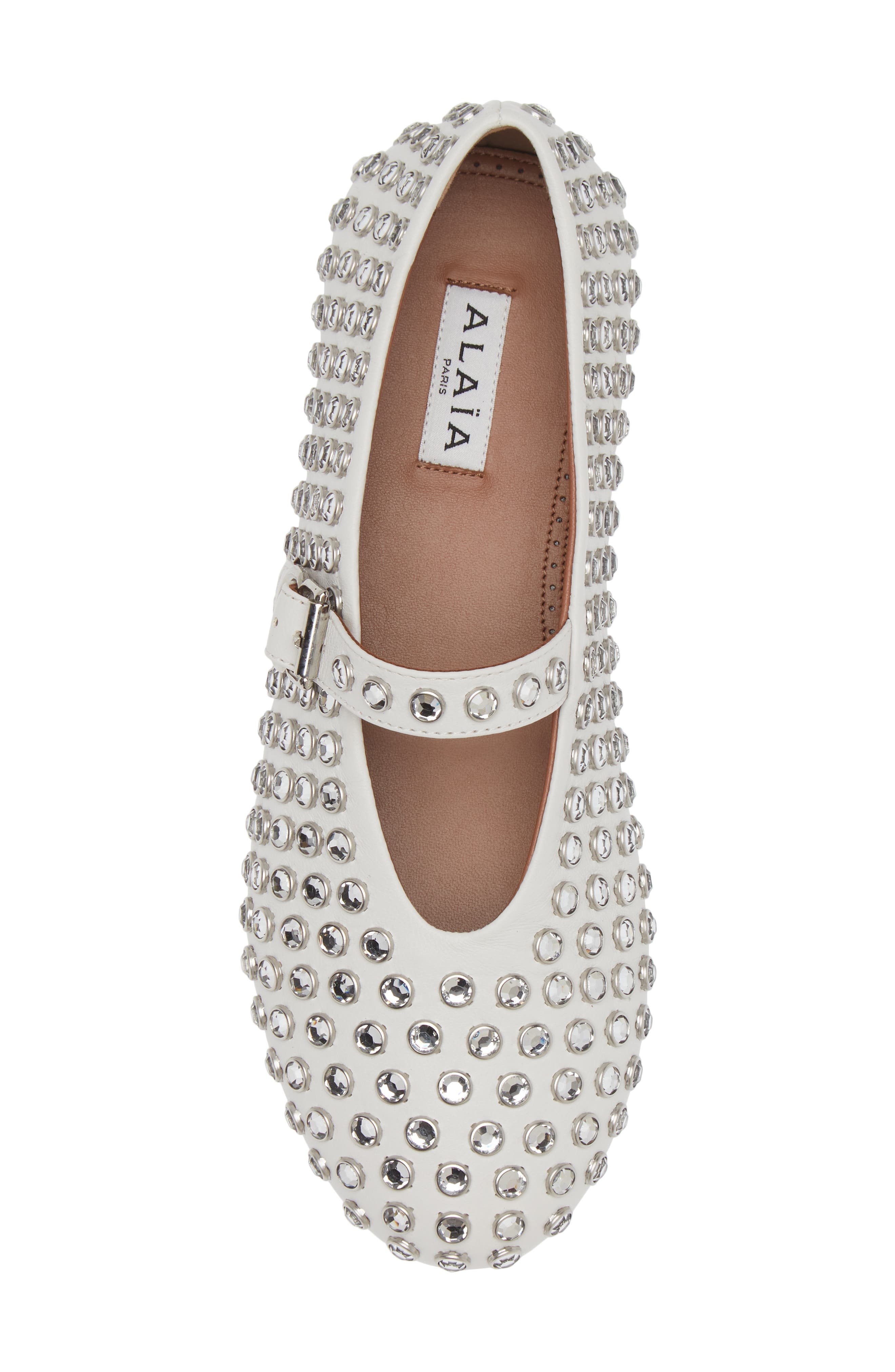 Alaïa Rhinestone Ballet Flat in White at Nordstrom - 5