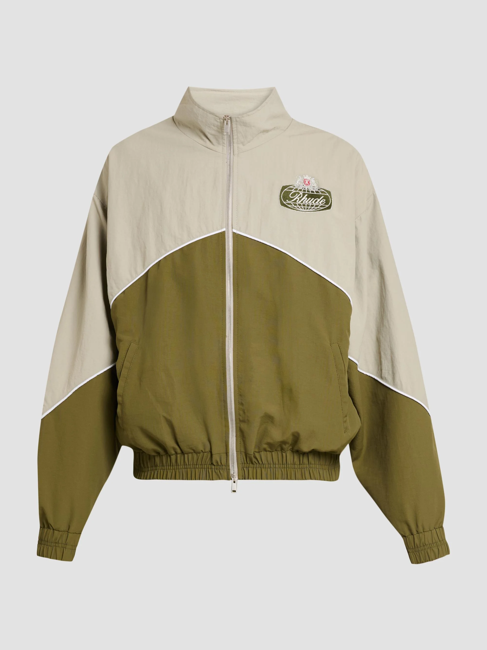 Men's Desert Racing Logo Track Jacket - Olive Grey - 1
