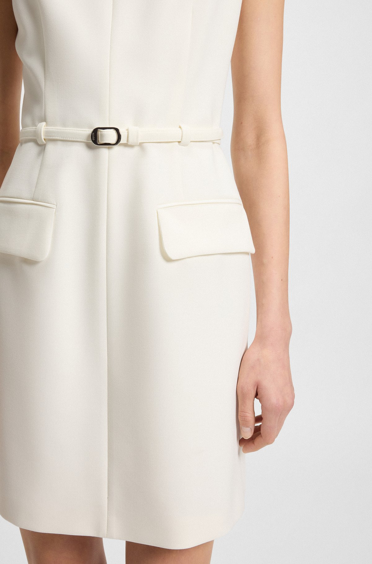 SHIFT DRESS WITH POCKETS AND BELT DETAIL - 6