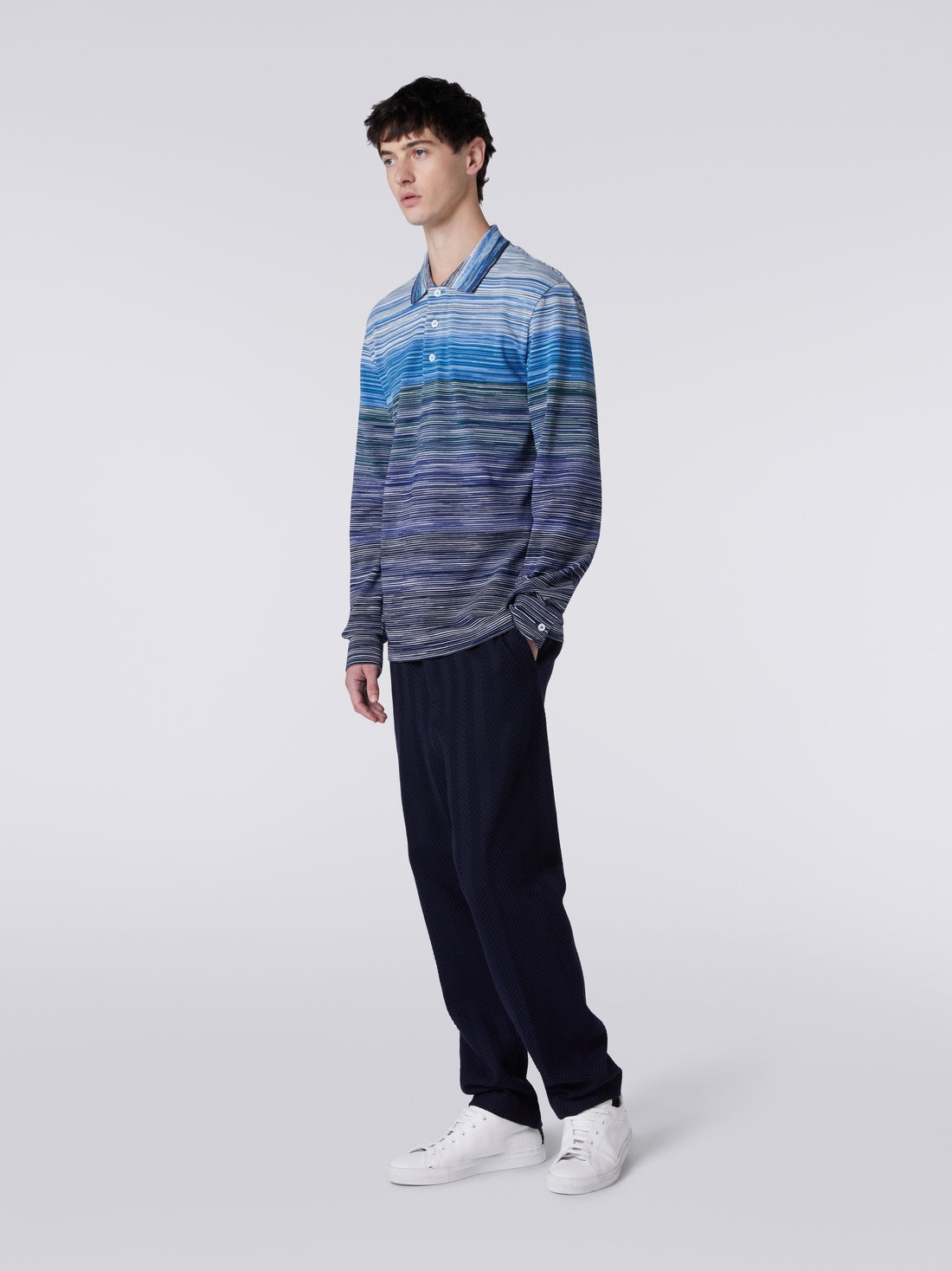 Long-sleeved polo shirt in slub cotton piqué - 3
