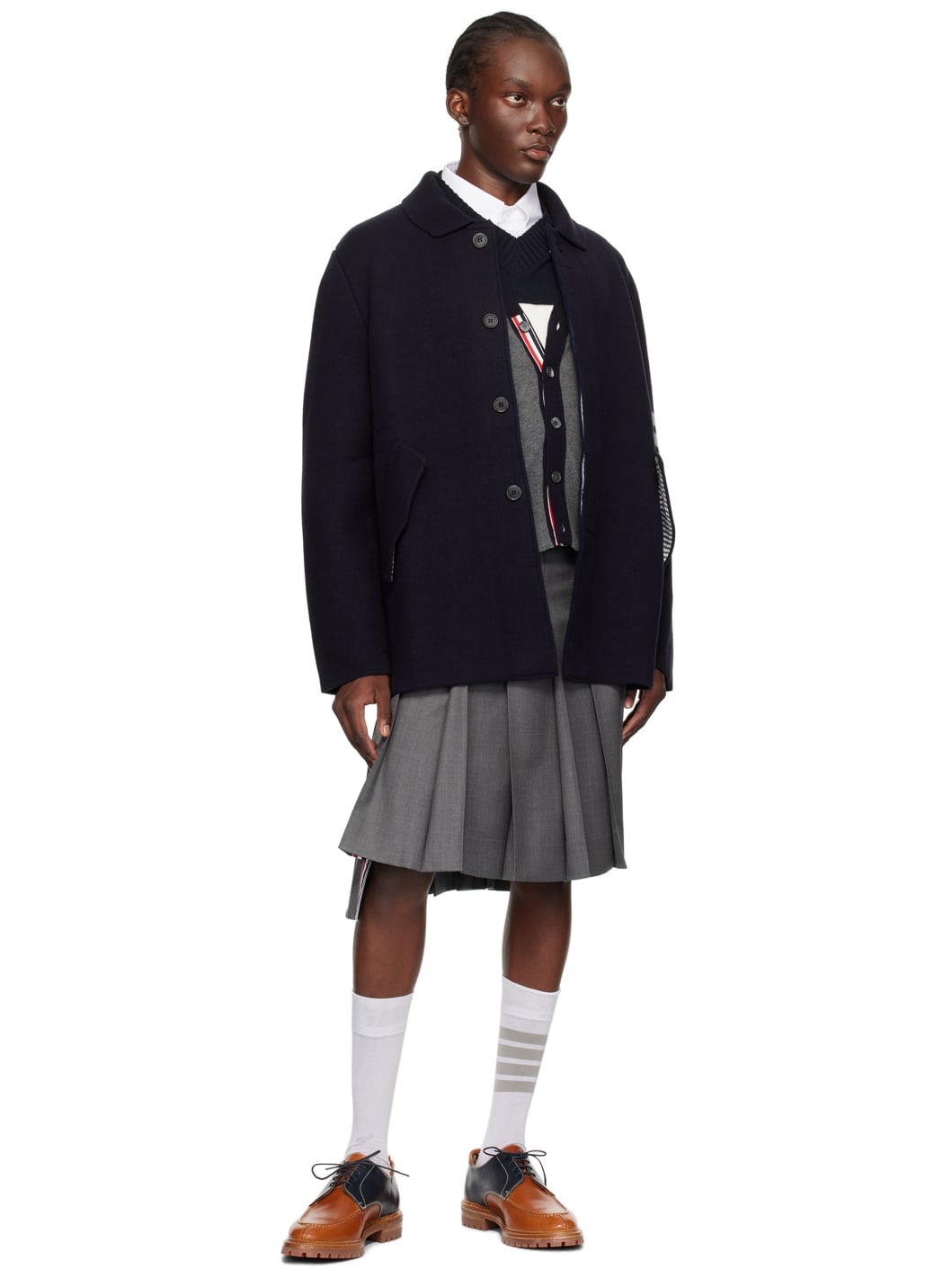Navy 4-Bar Coat - 4
