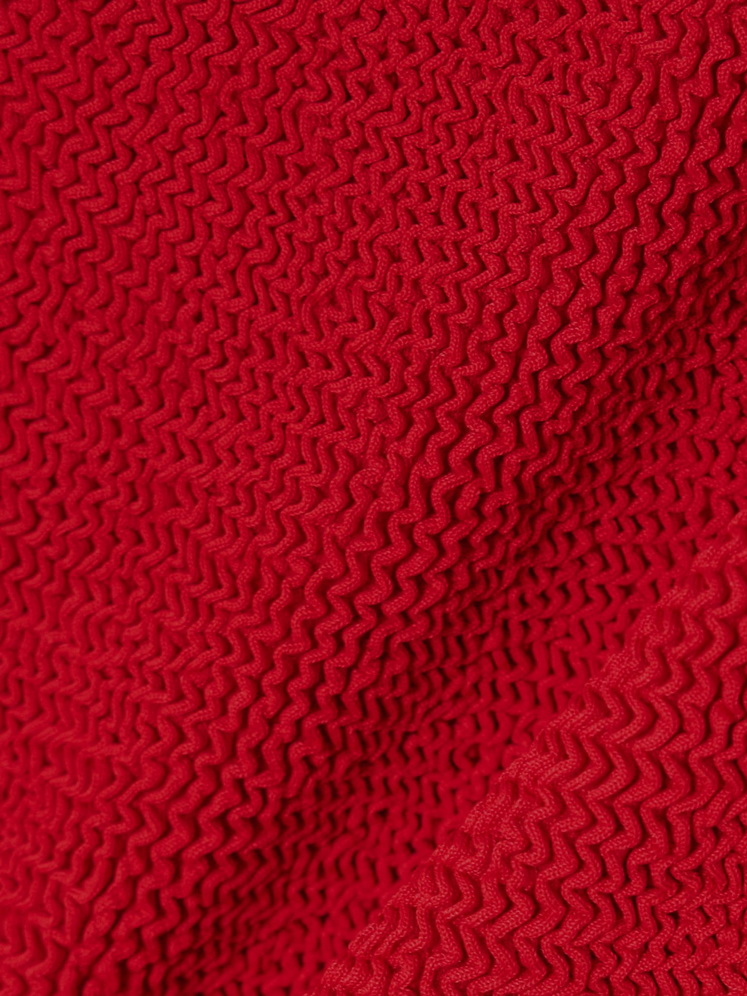 Square Neck seersucker swimsuit Red - 4
