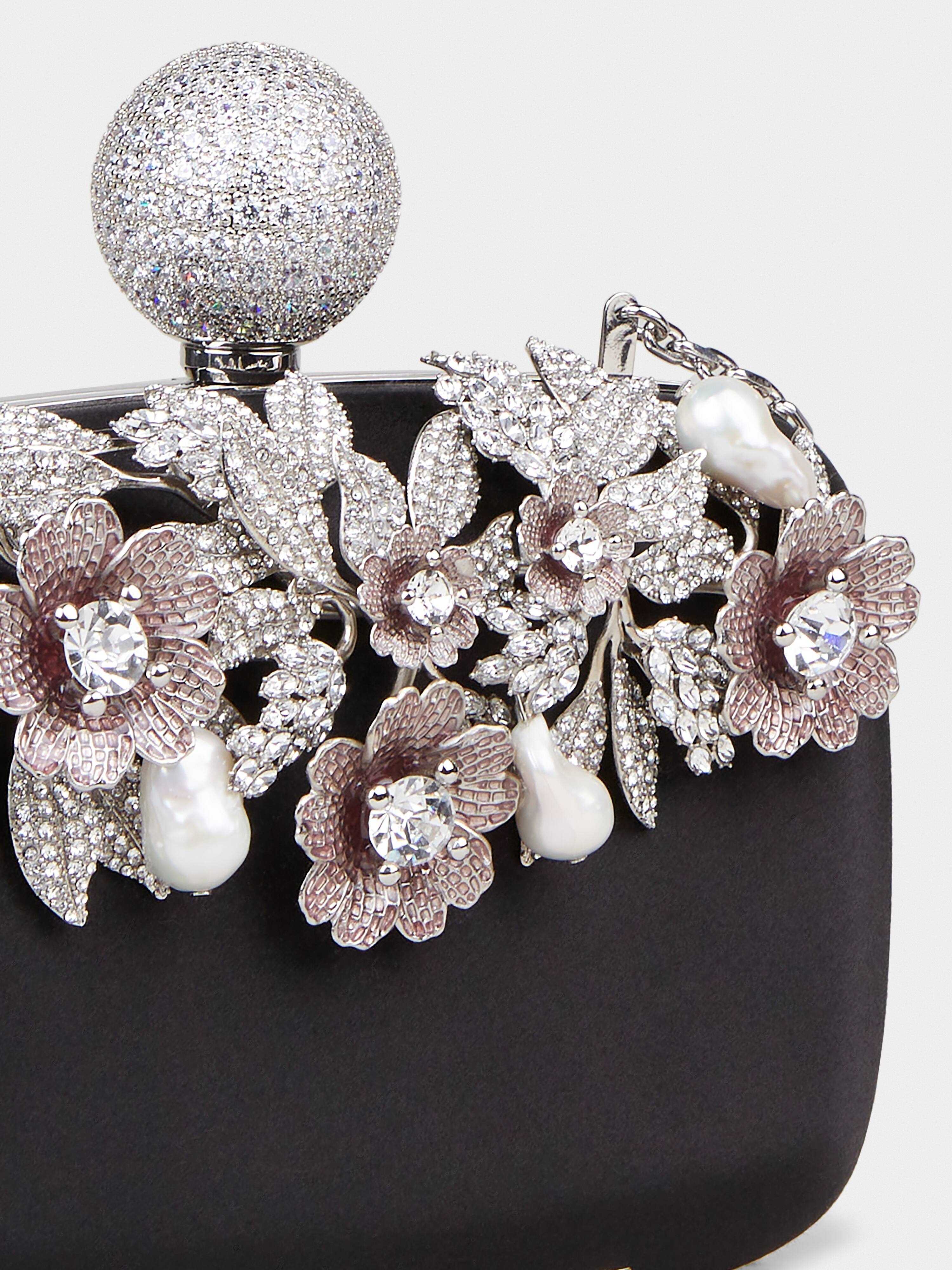 Boite De Nuit Bouquet Strass Clutch Bag in Satin - 8