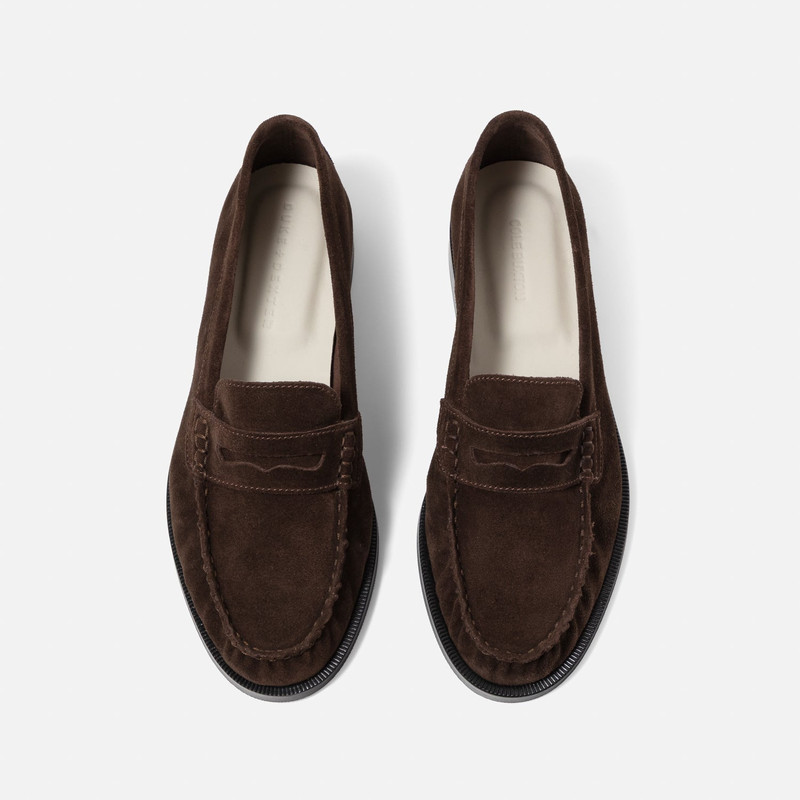DUKE + DEXTER CB Brown Suede Penny Loafer - Women’s outlook
